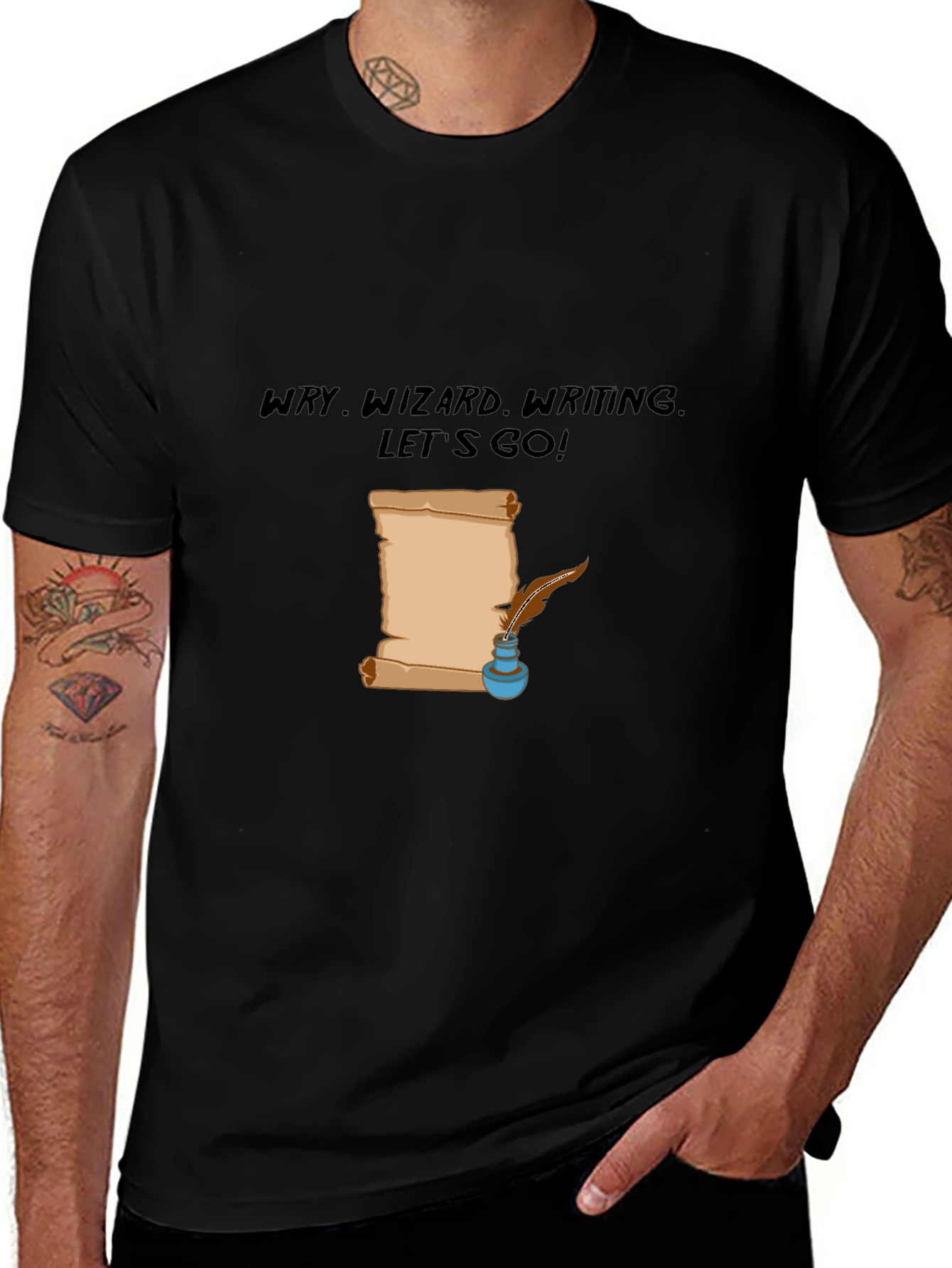 Wry Wizard Writing T-Shirt