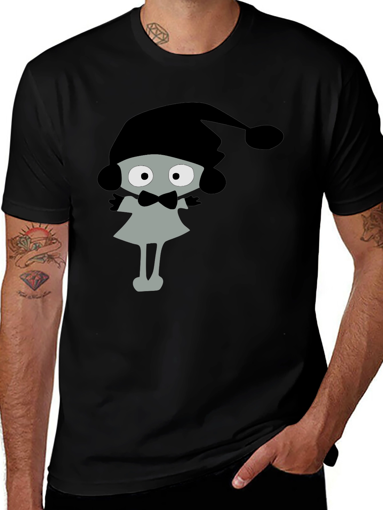 Cartoon Character Black T-Shirt