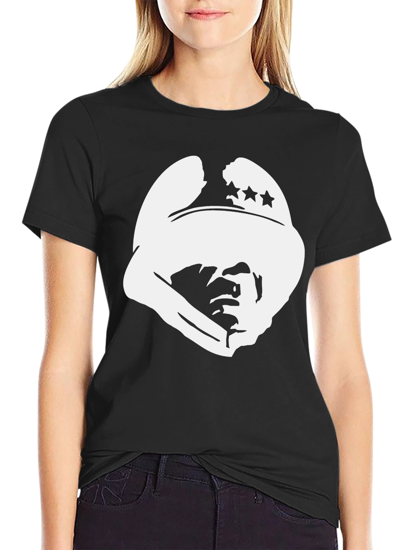 Black T-Shirt with White Cowboy Silhouette
