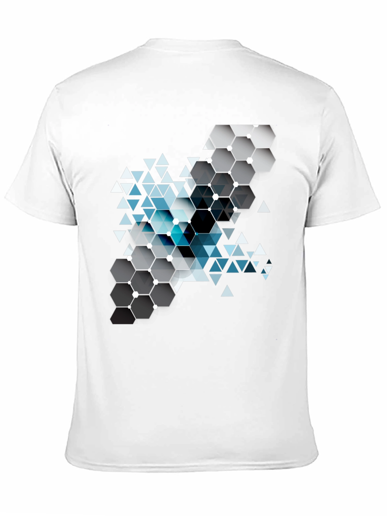 Geometric Hexagon Design Black T-Shirt