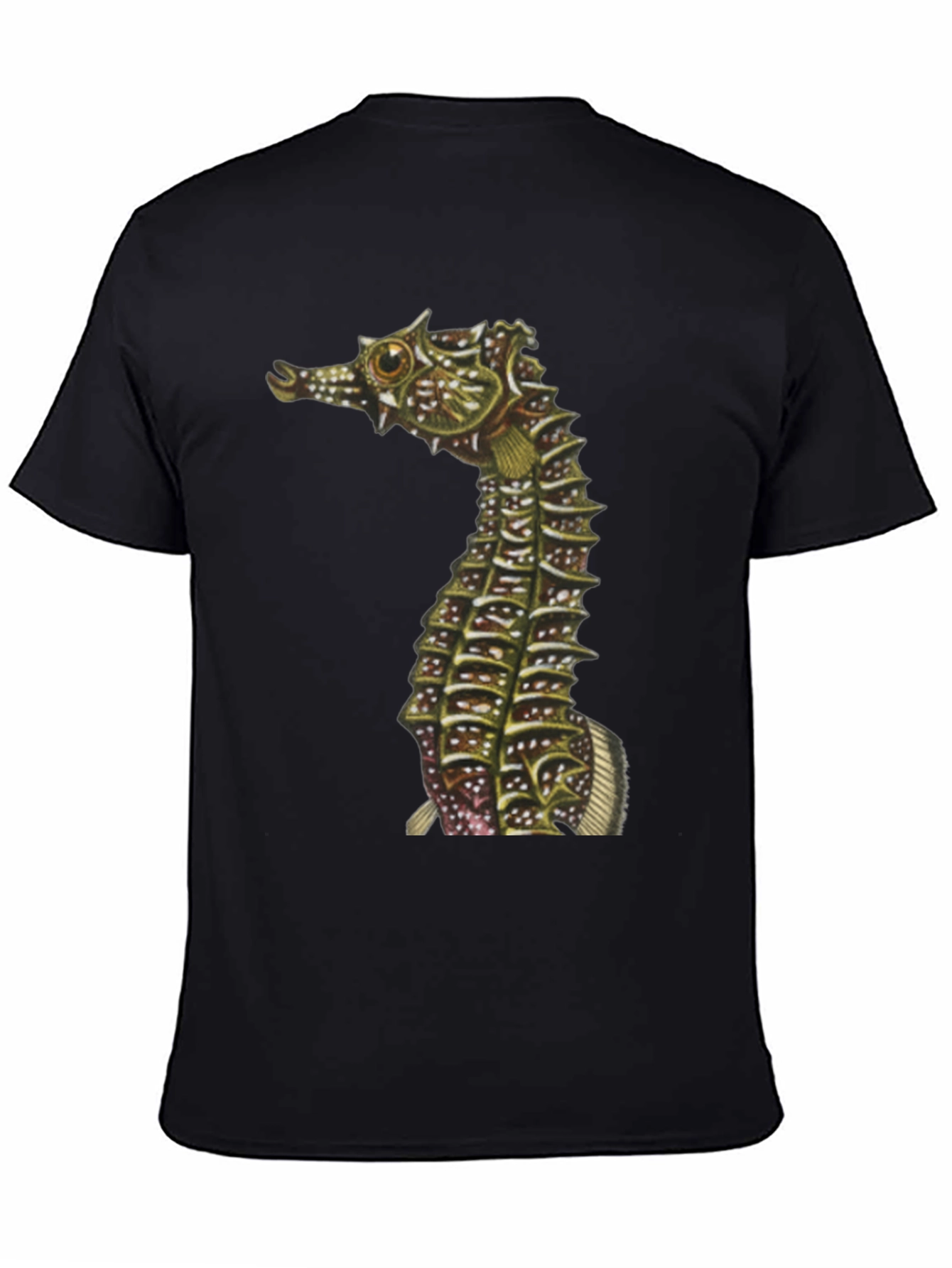 Seahorse Graphic Print Black T-Shirt