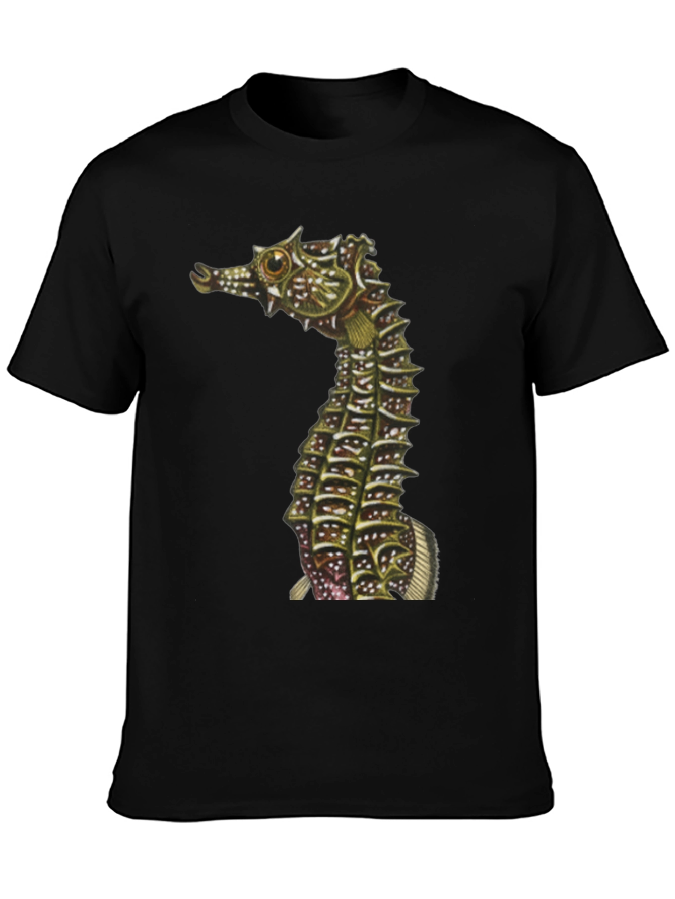 Seahorse Graphic Print Black T-Shirt