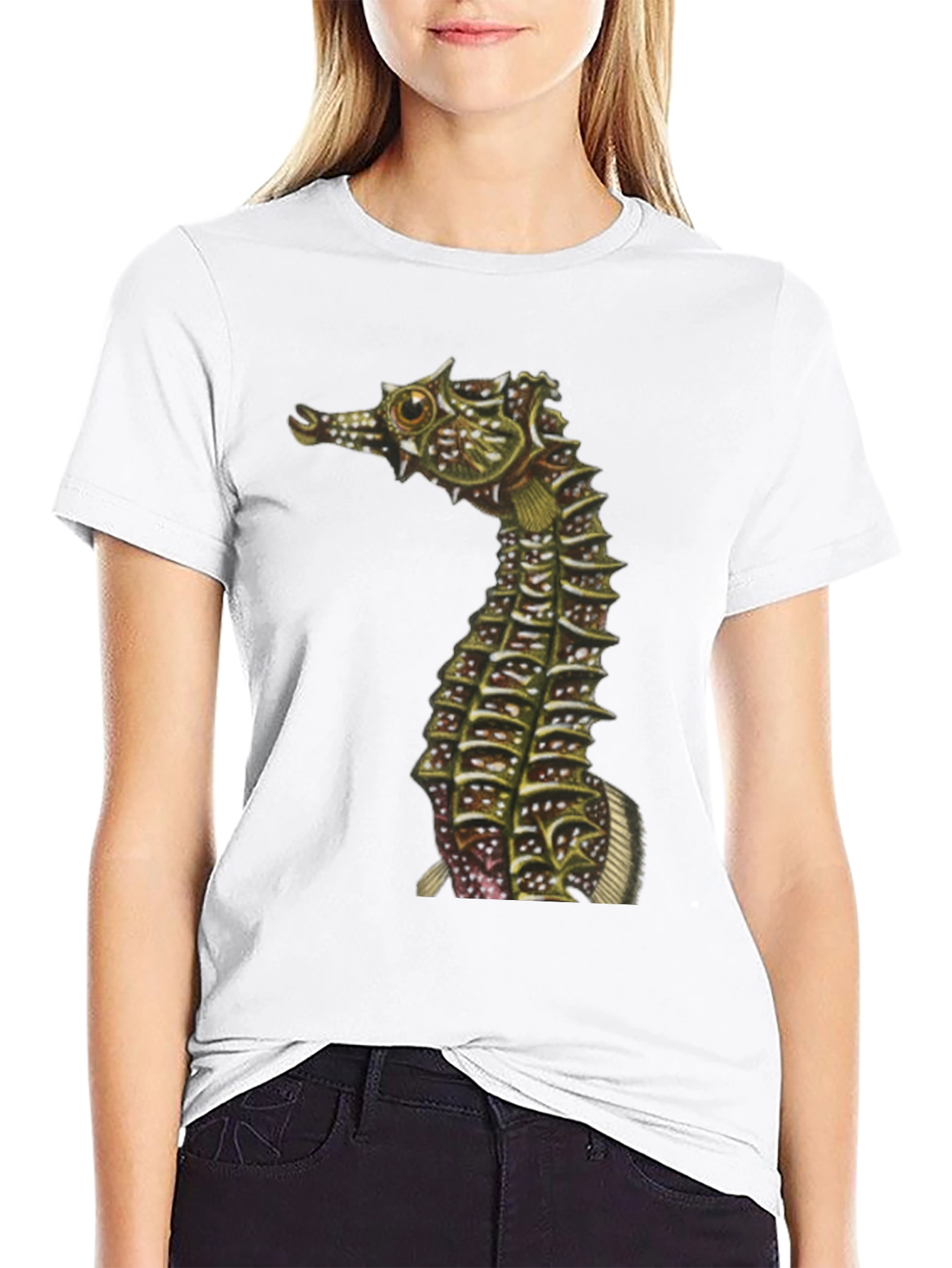 Seahorse Graphic Print Black T-Shirt