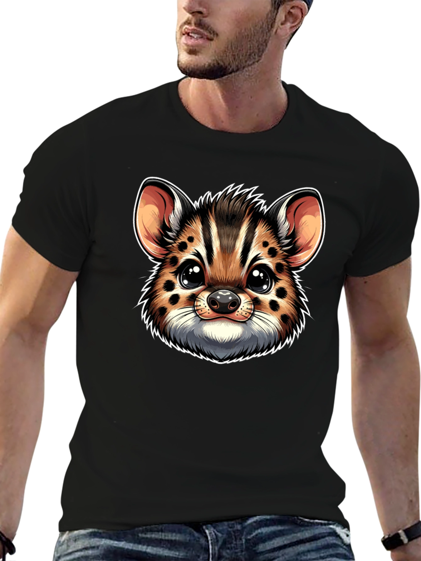 Cute Serval Kitten Face Graphic Tee