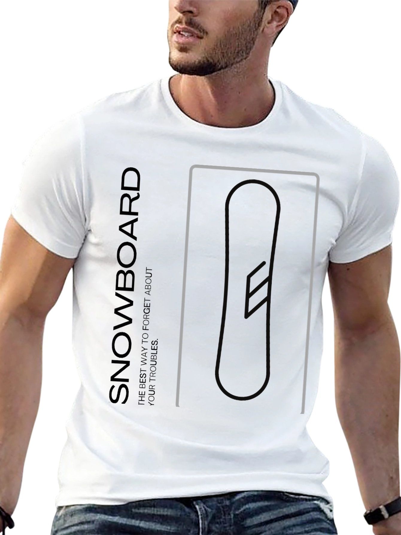 Snowboard Graphic Tee - Black Cotton T-Shirt