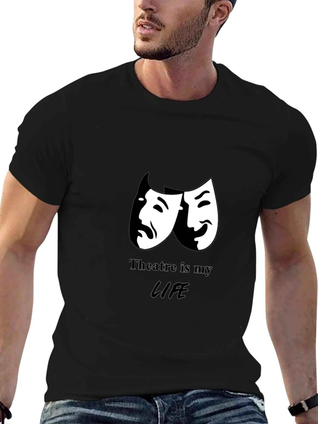 Theatre is My Life Black Graphic T-Shirt