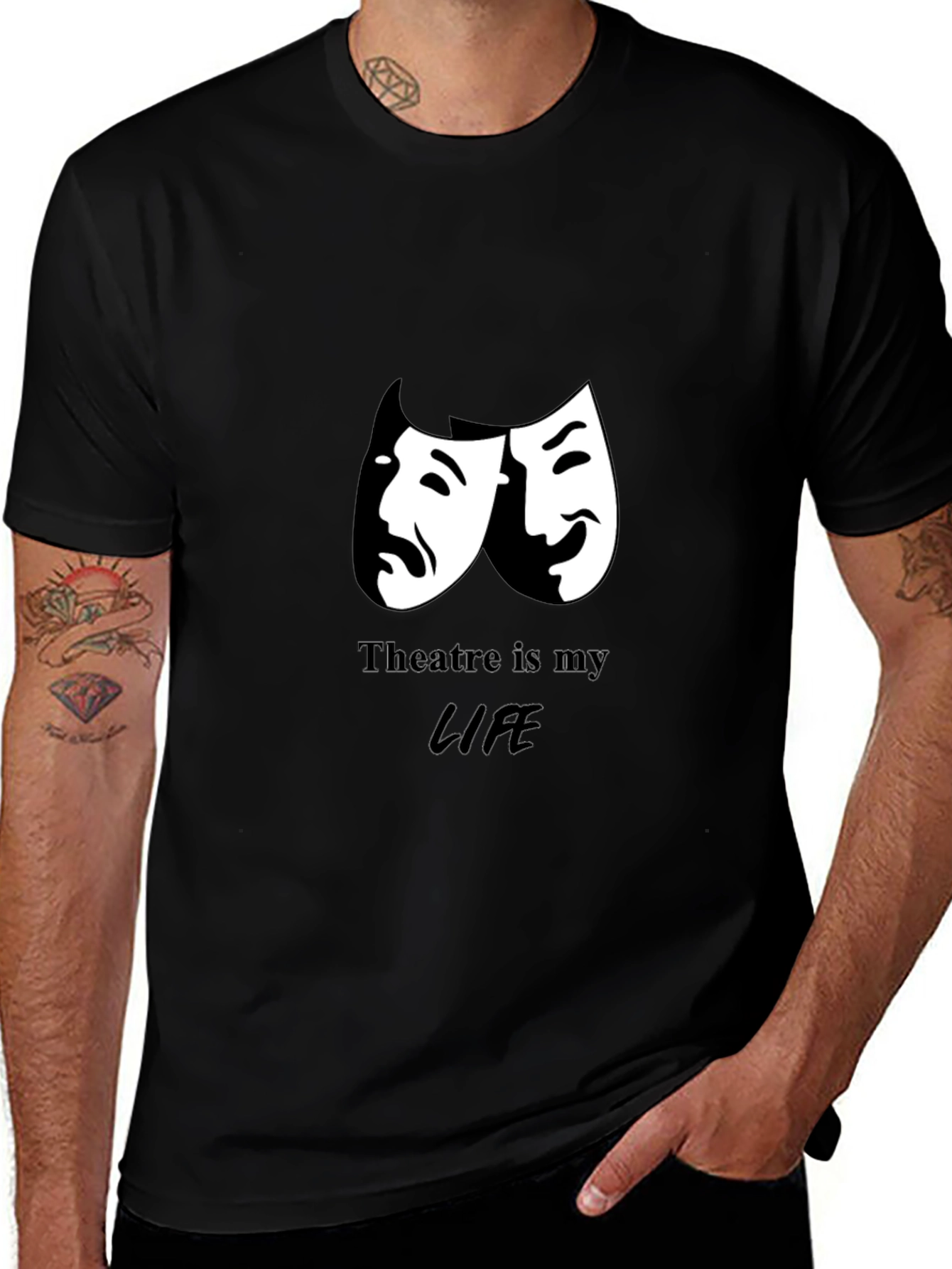 Theatre is My Life Black Graphic T-Shirt