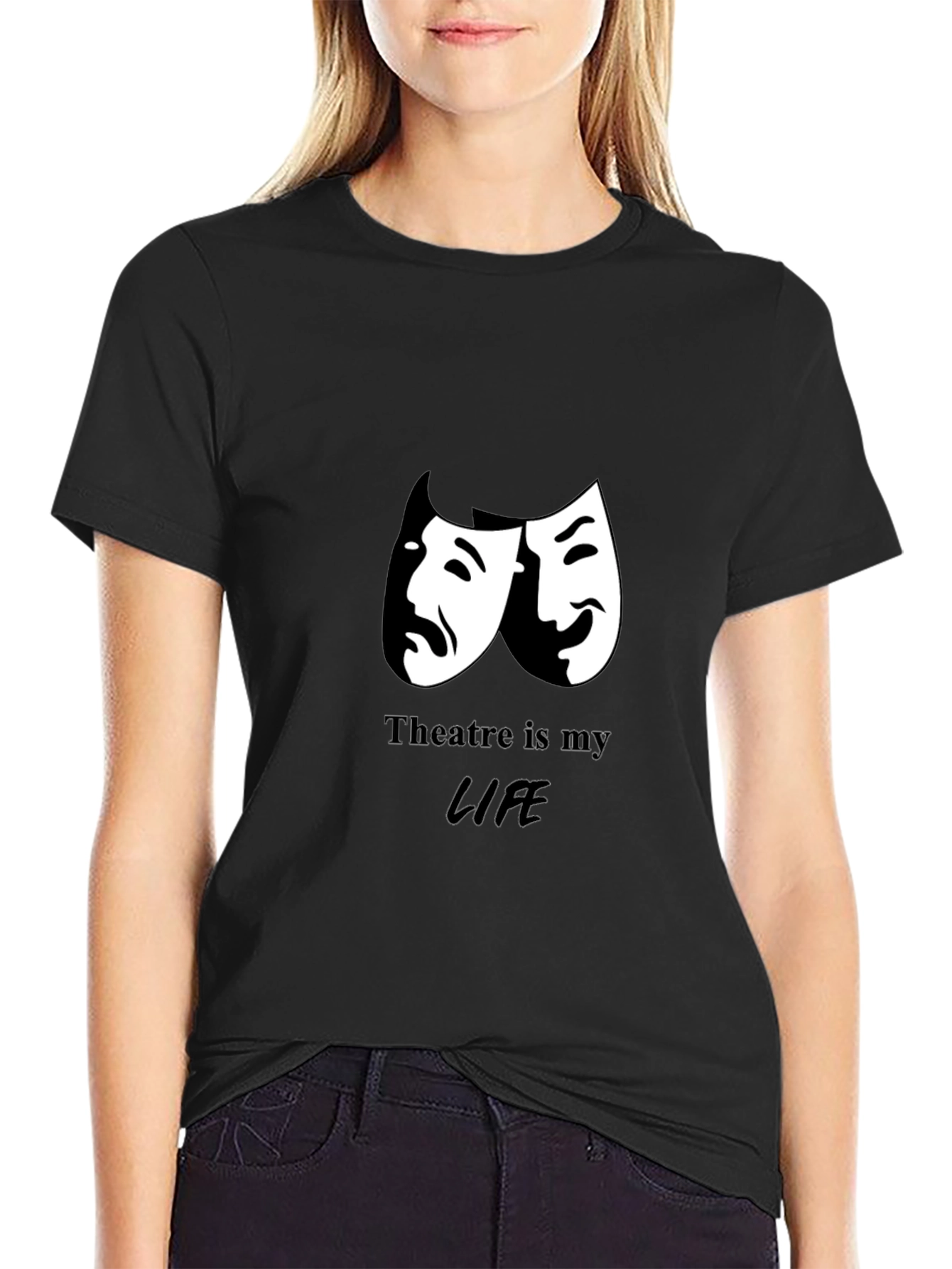 Theatre is My Life Black Graphic T-Shirt