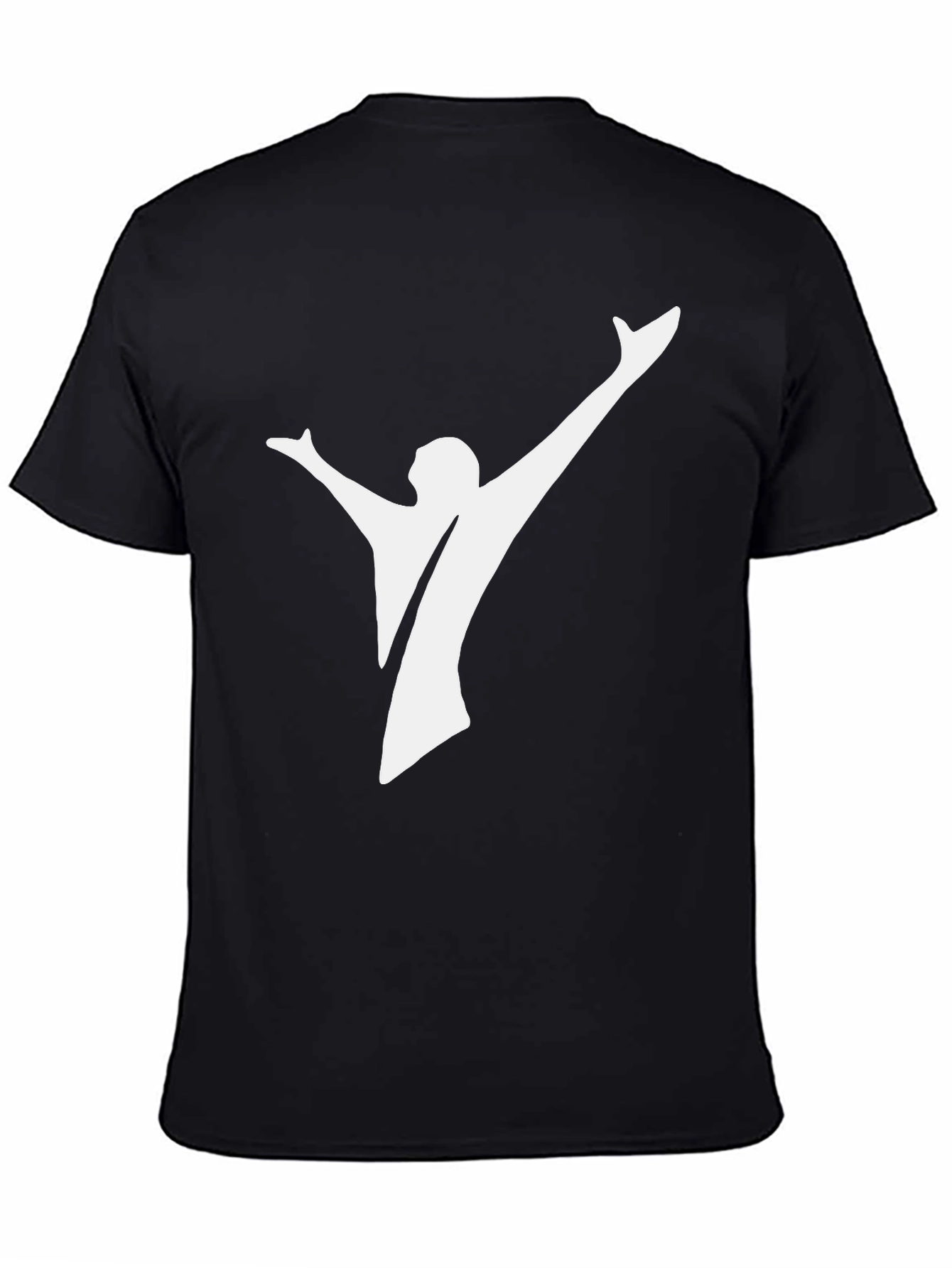 Black Tee with Abstract White Silhouette Design