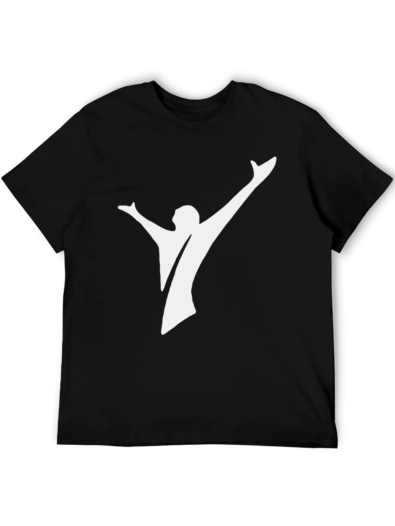 Black Tee with Abstract White Silhouette Design