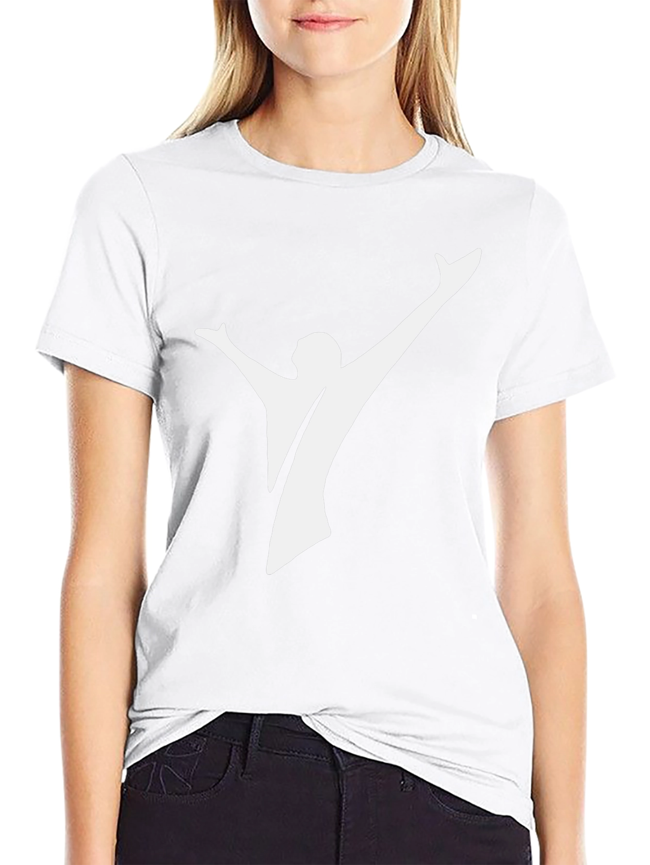 Black Tee with Abstract White Silhouette Design