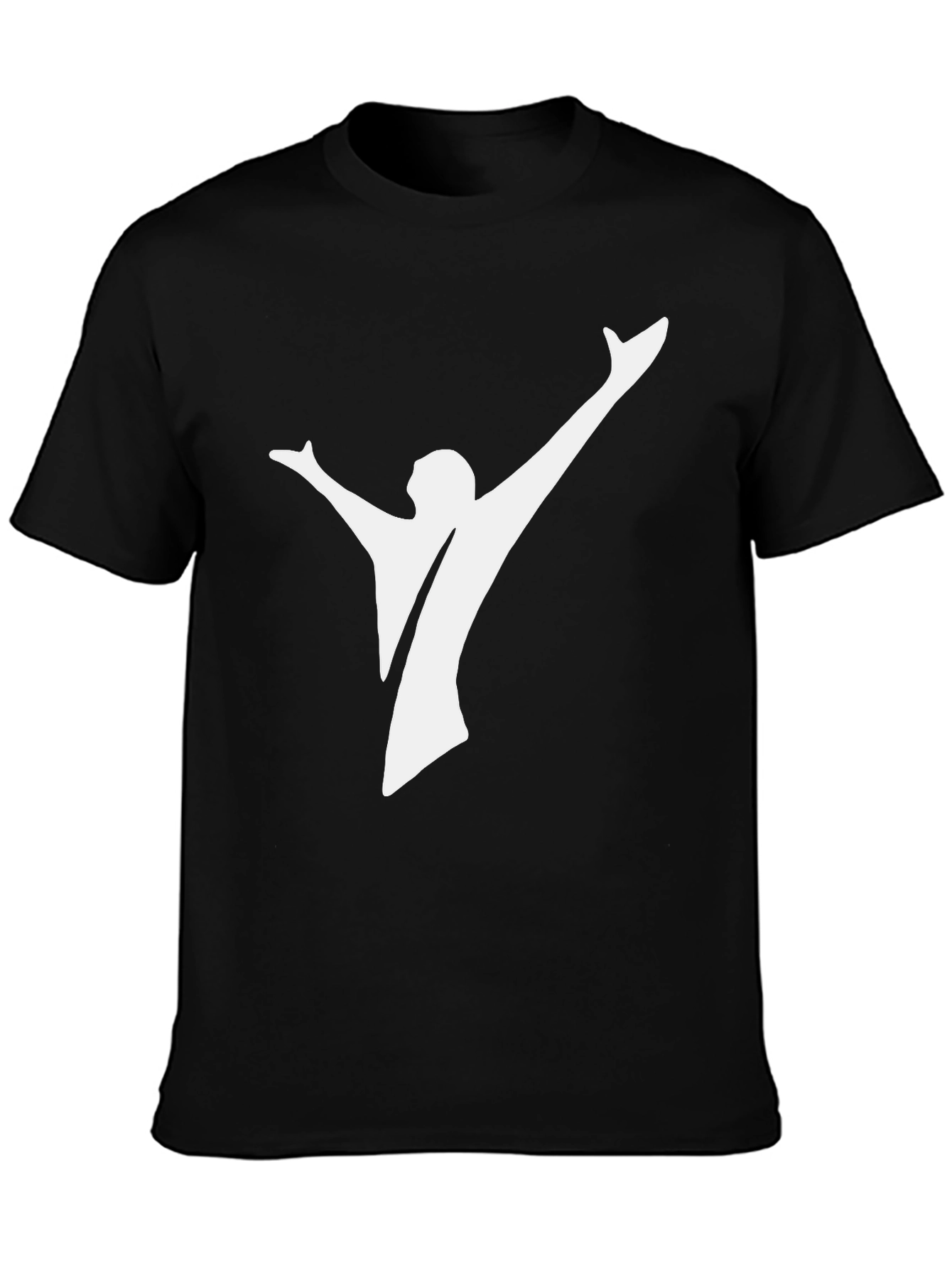Black Tee with Abstract White Silhouette Design