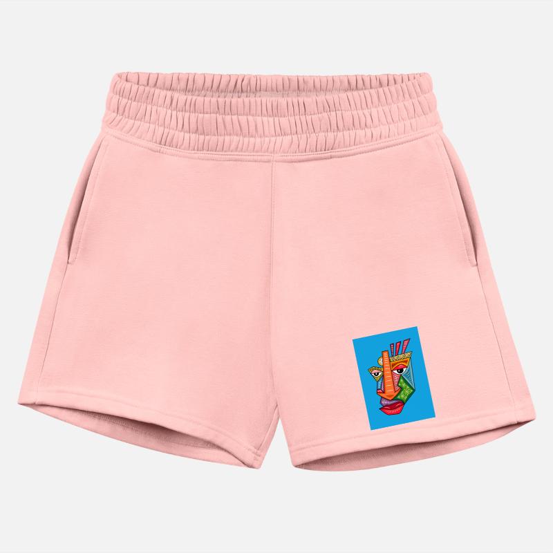 Abstract Geometric Face on Blue Background