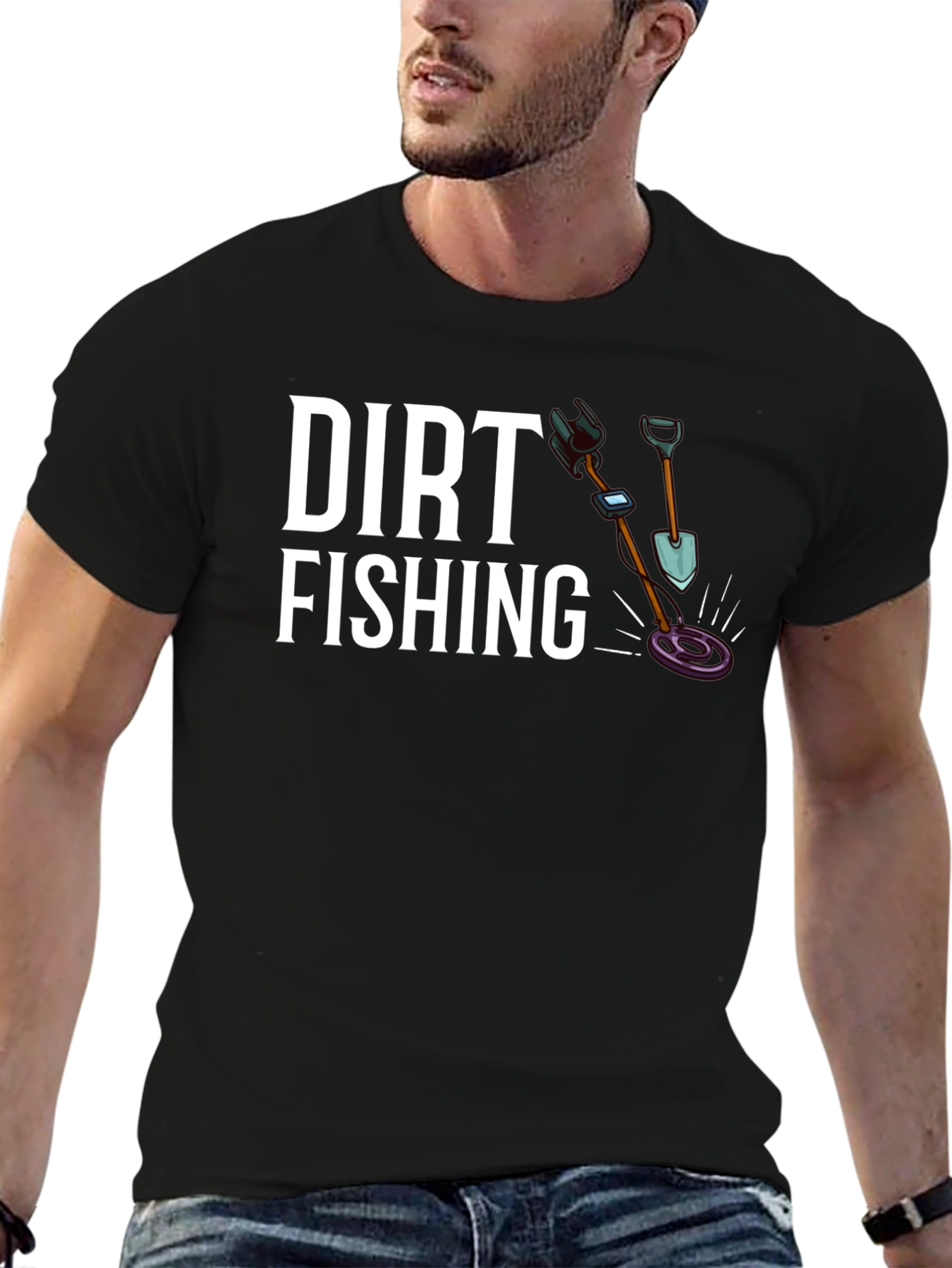 Dirt Fishing Graphic T-Shirt - Black