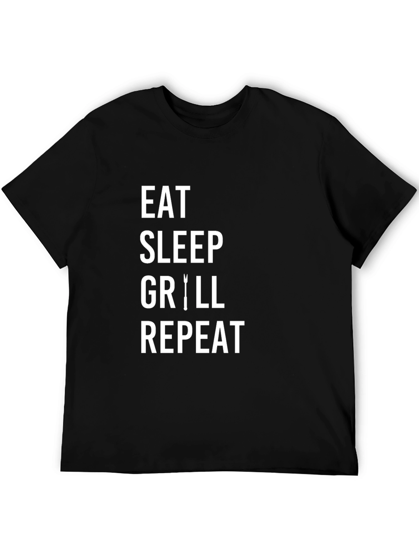 Eat Sleep Grill Repeat Mens Black T-Shirt