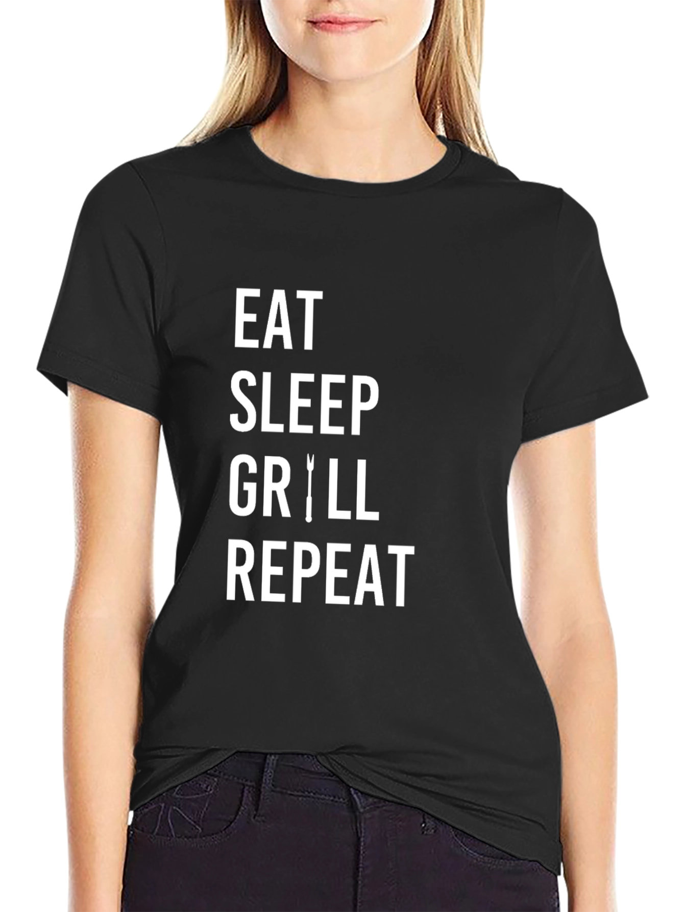 Eat Sleep Grill Repeat Mens Black T-Shirt