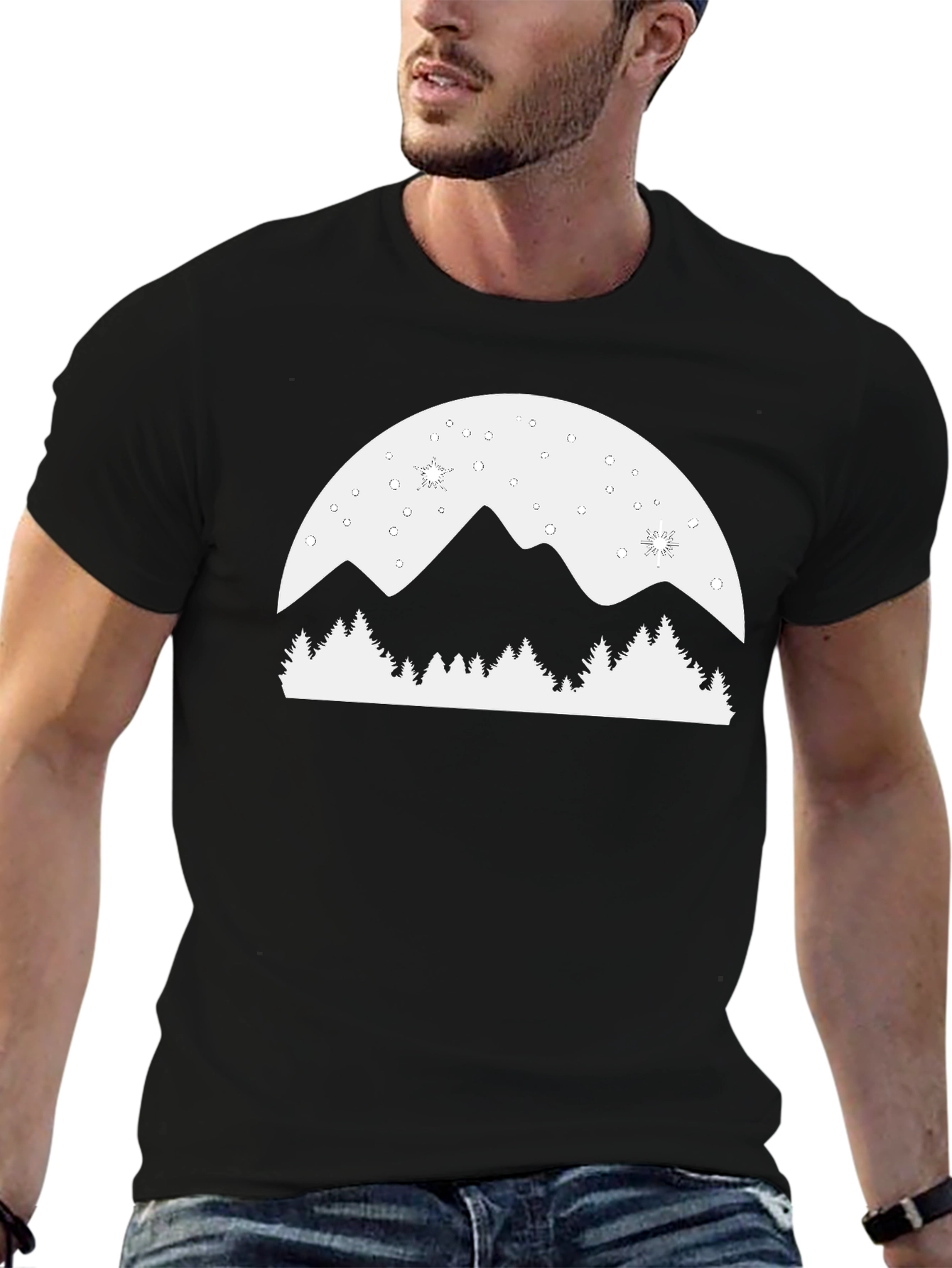 Mountain Scene Graphic Tee - Black