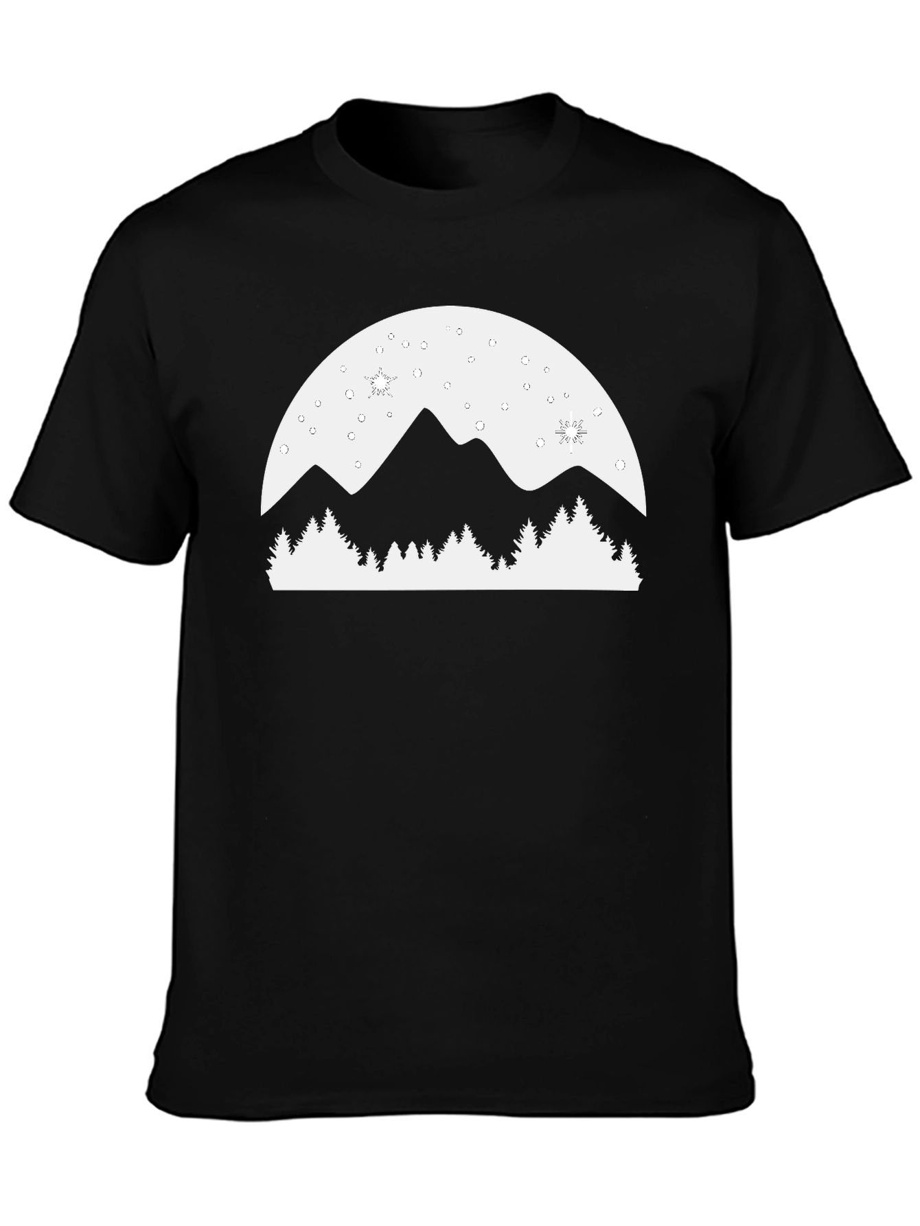Mountain Scene Graphic Tee - Black