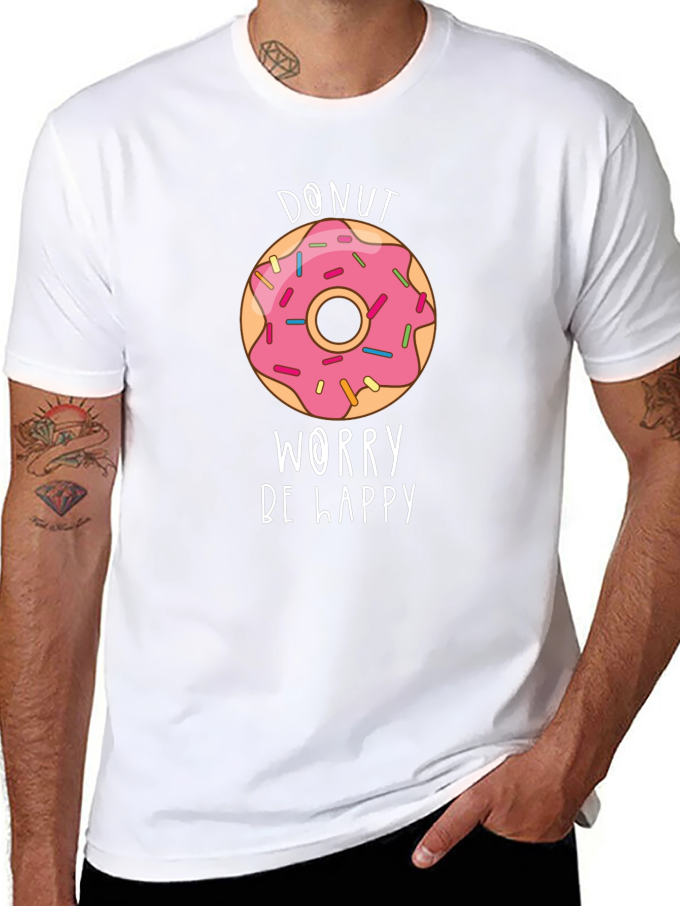 Donut Worry Be Happy Graphic T-Shirt