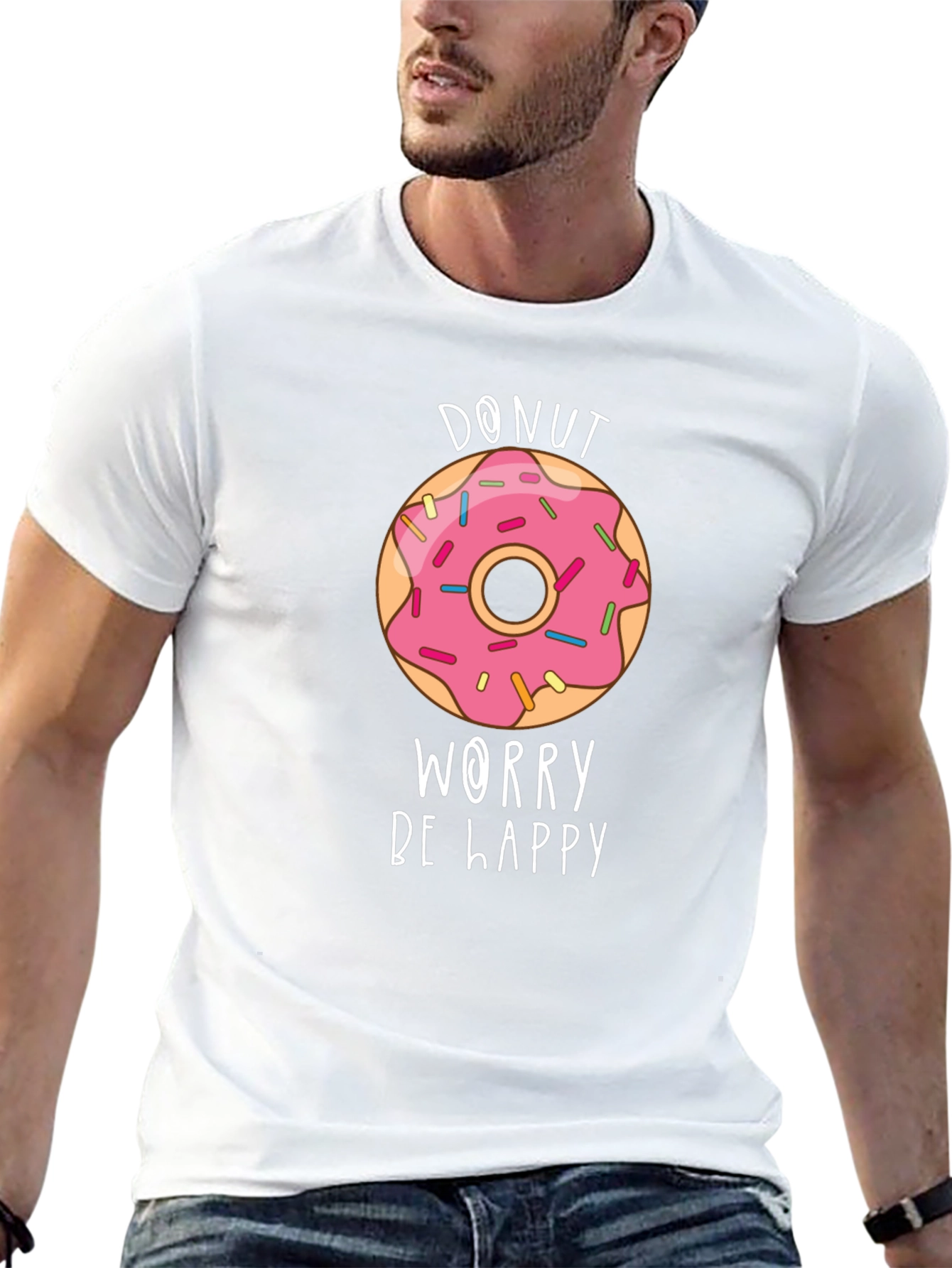 Donut Worry Be Happy Graphic T-Shirt