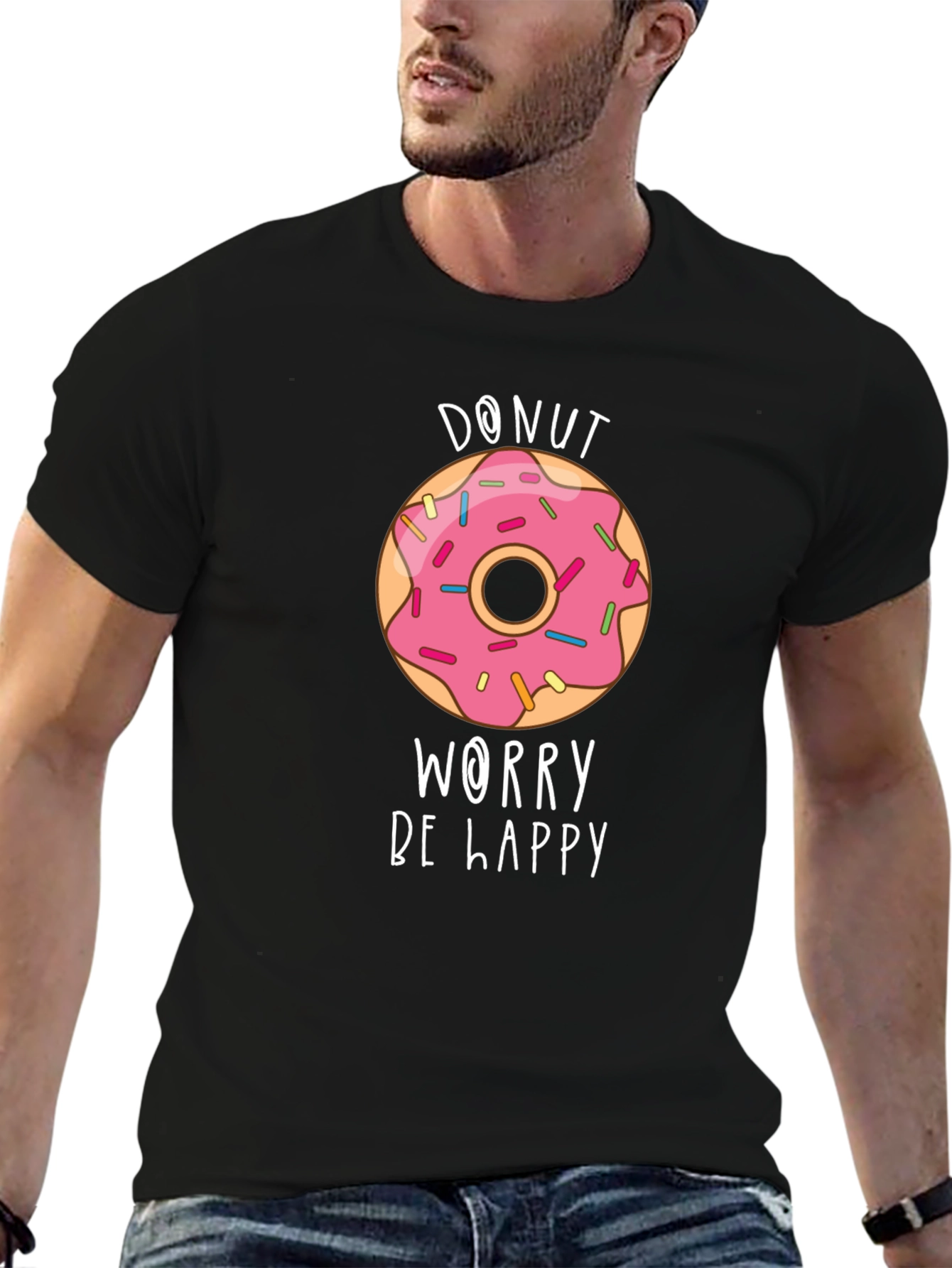 Donut Worry Be Happy Graphic T-Shirt