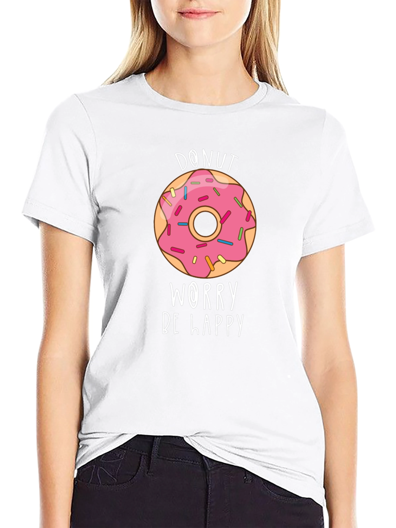 Donut Worry Be Happy Graphic T-Shirt