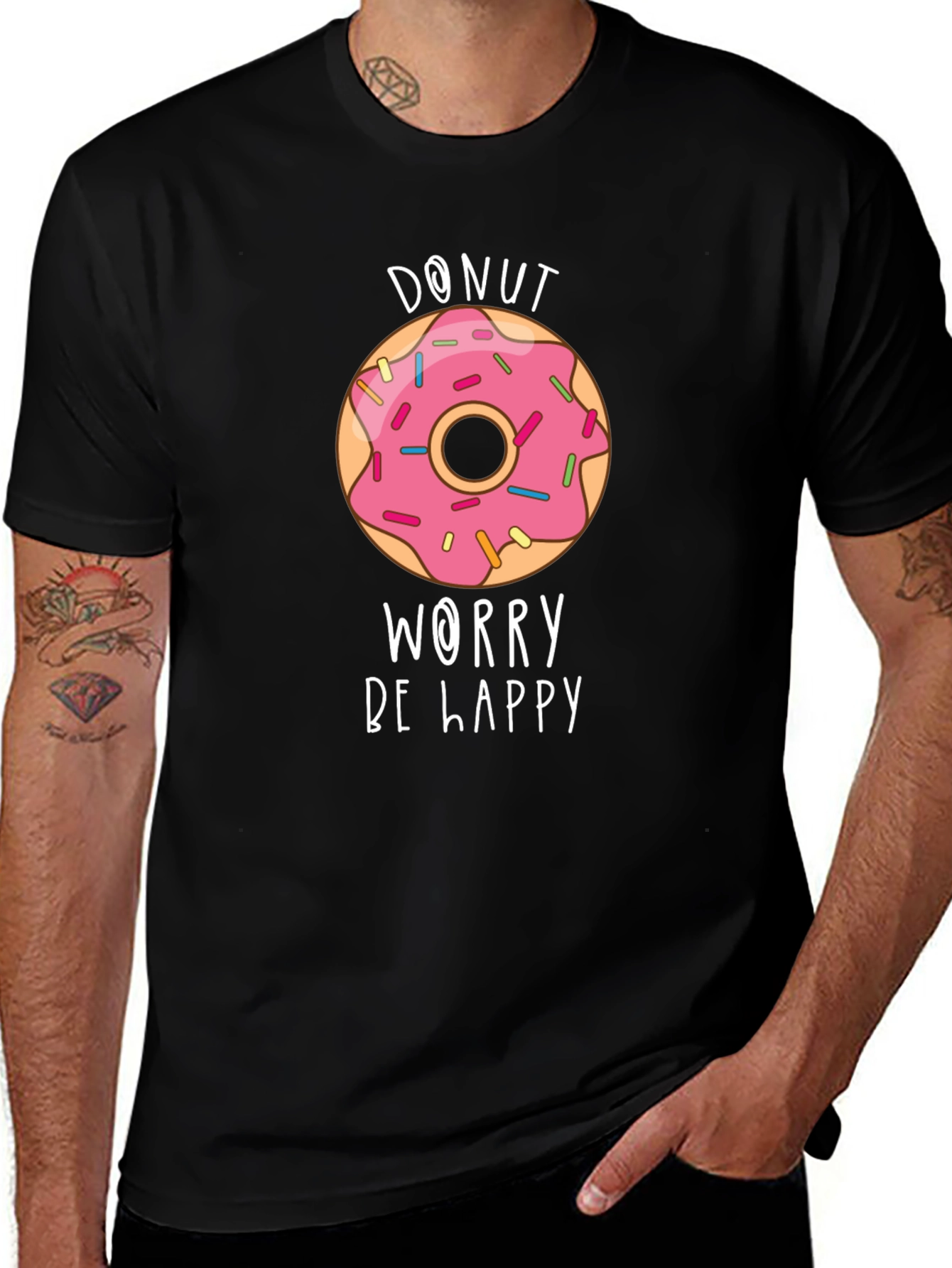 Donut Worry Be Happy Graphic T-Shirt