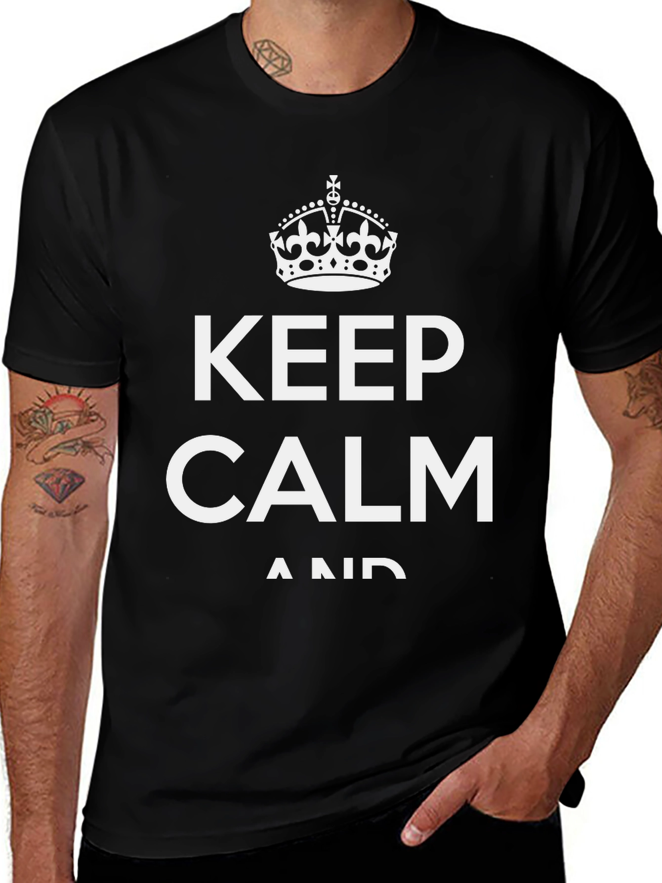 Keep Calm T-Shirt - Black Cotton Blend Classic Design