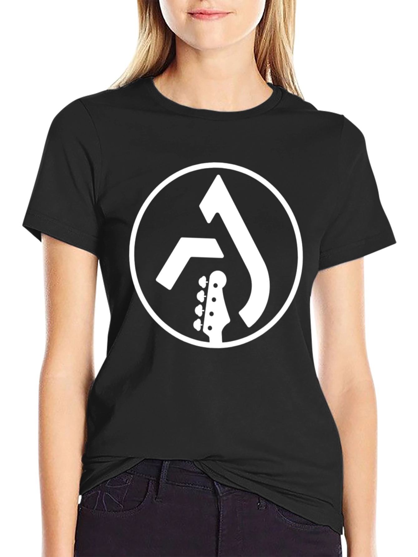 Guitar Logo Black Tee - Cool Music Shirt