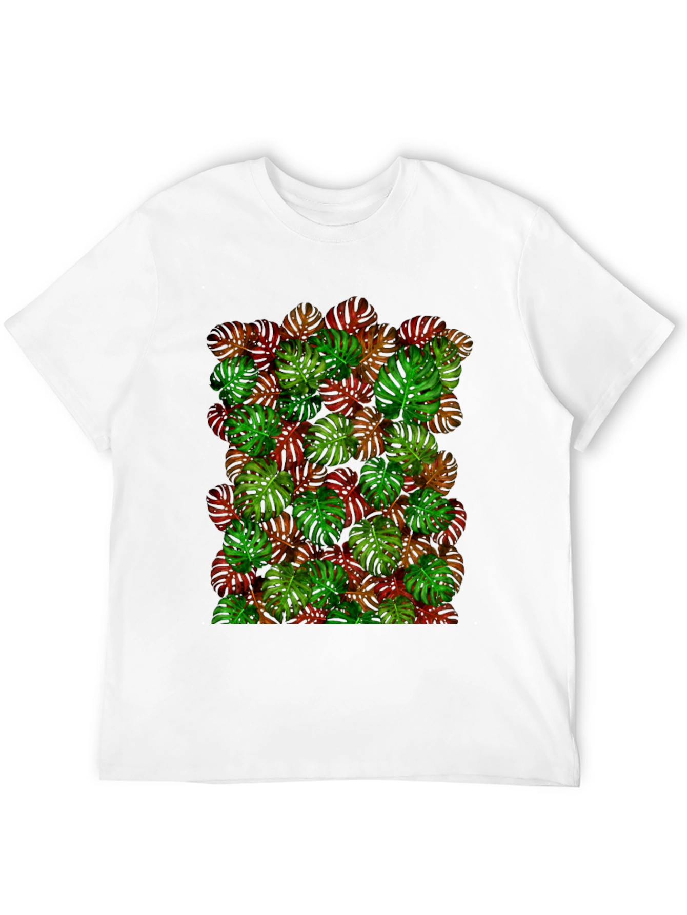 Tropical Monstera Leaf Print Black T-Shirt