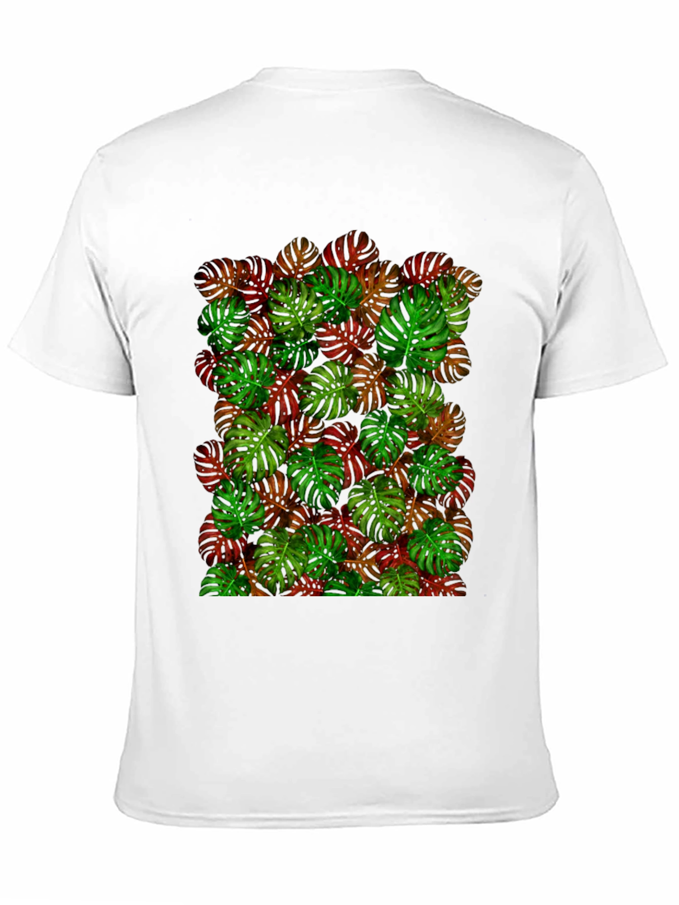 Tropical Monstera Leaf Print Black T-Shirt