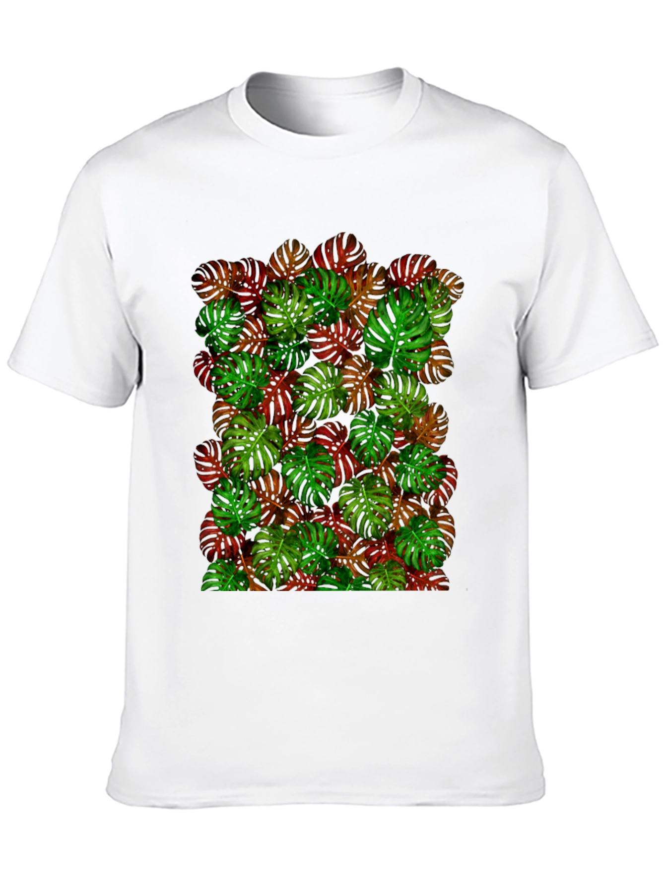 Tropical Monstera Leaf Print Black T-Shirt