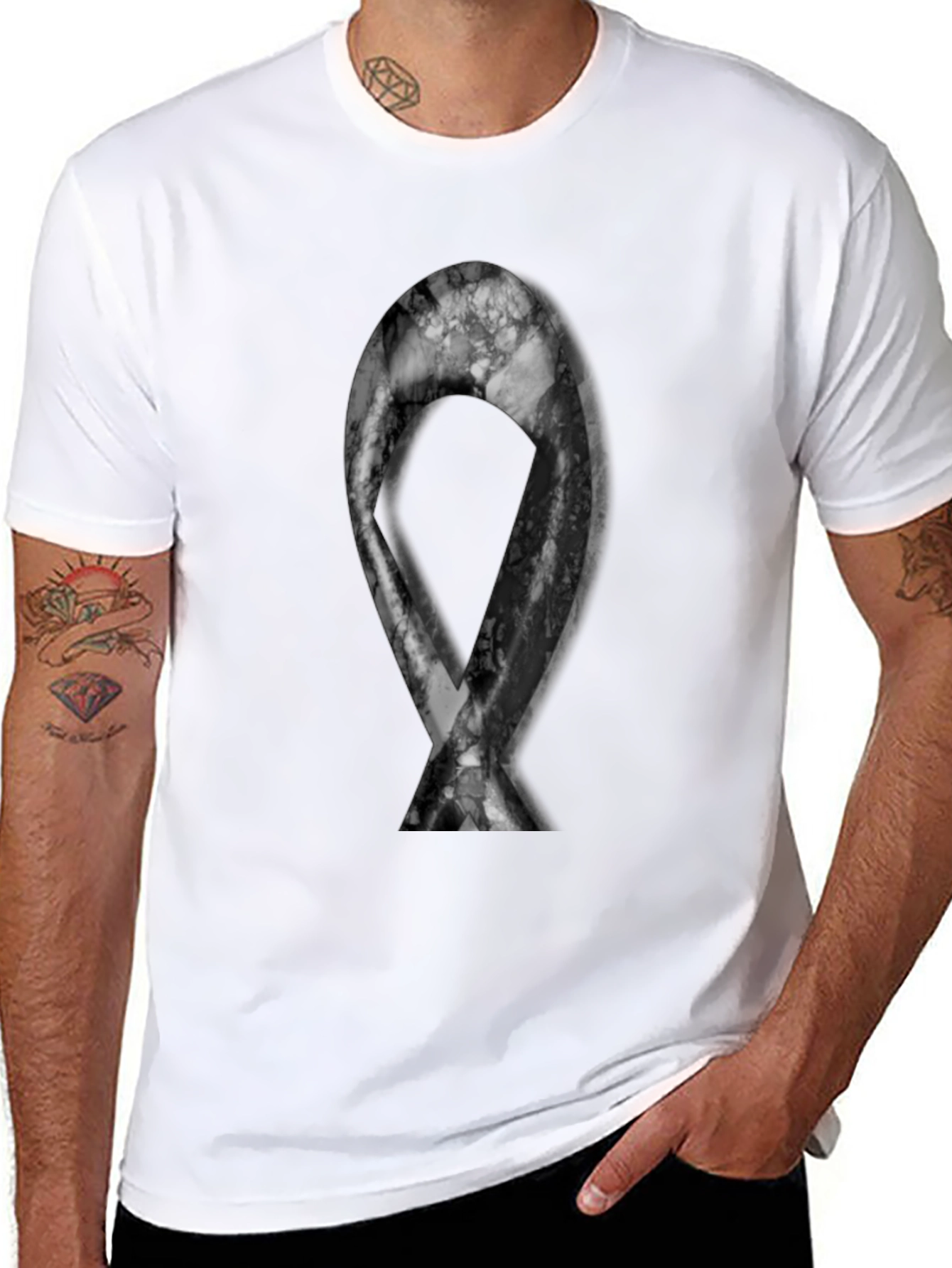 Abstract Marble Ribbon Graphic Tee - Modern Streetwear
