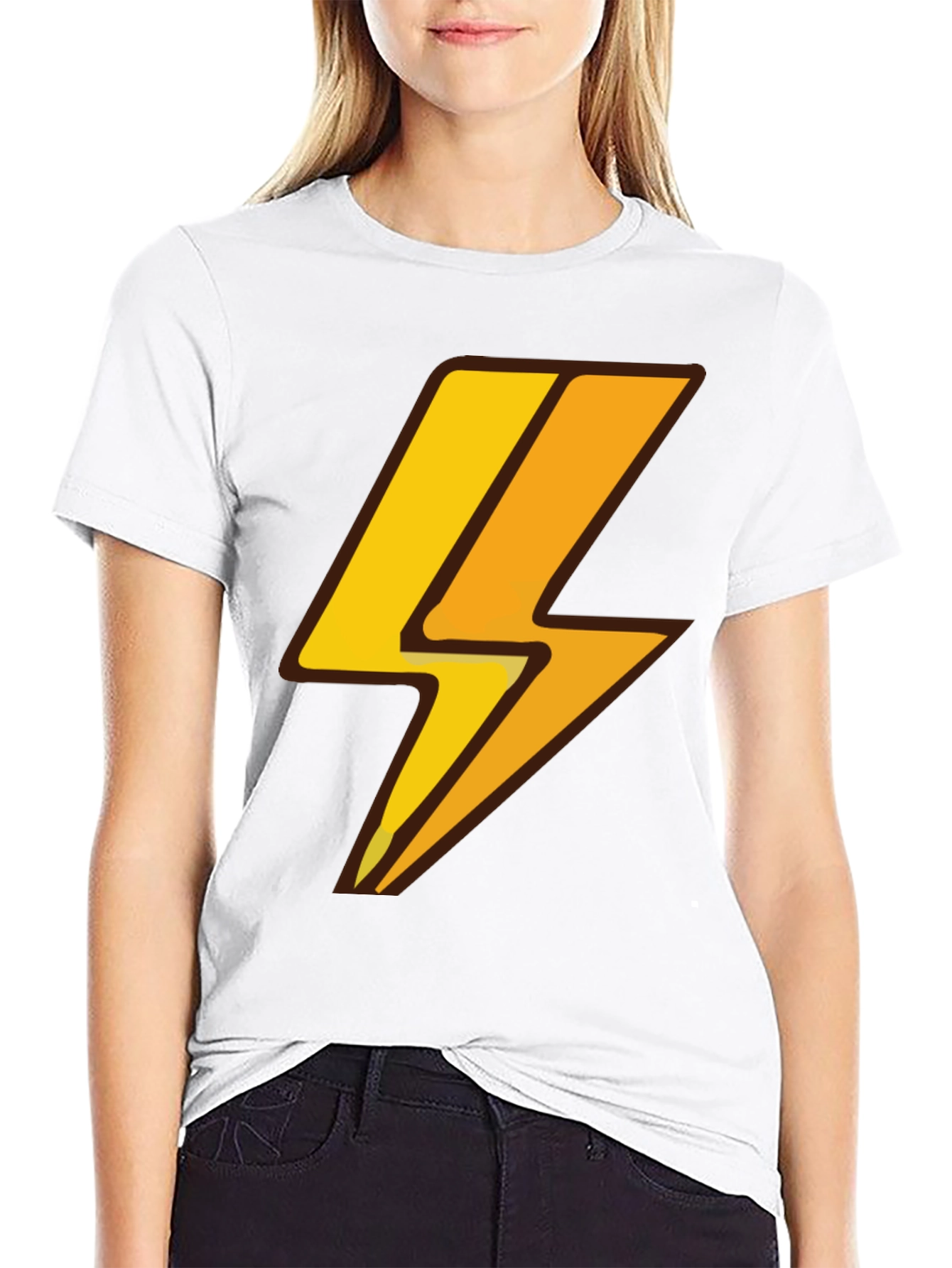 Lightning Bolt Graphic Tee - Black Cotton T-Shirt