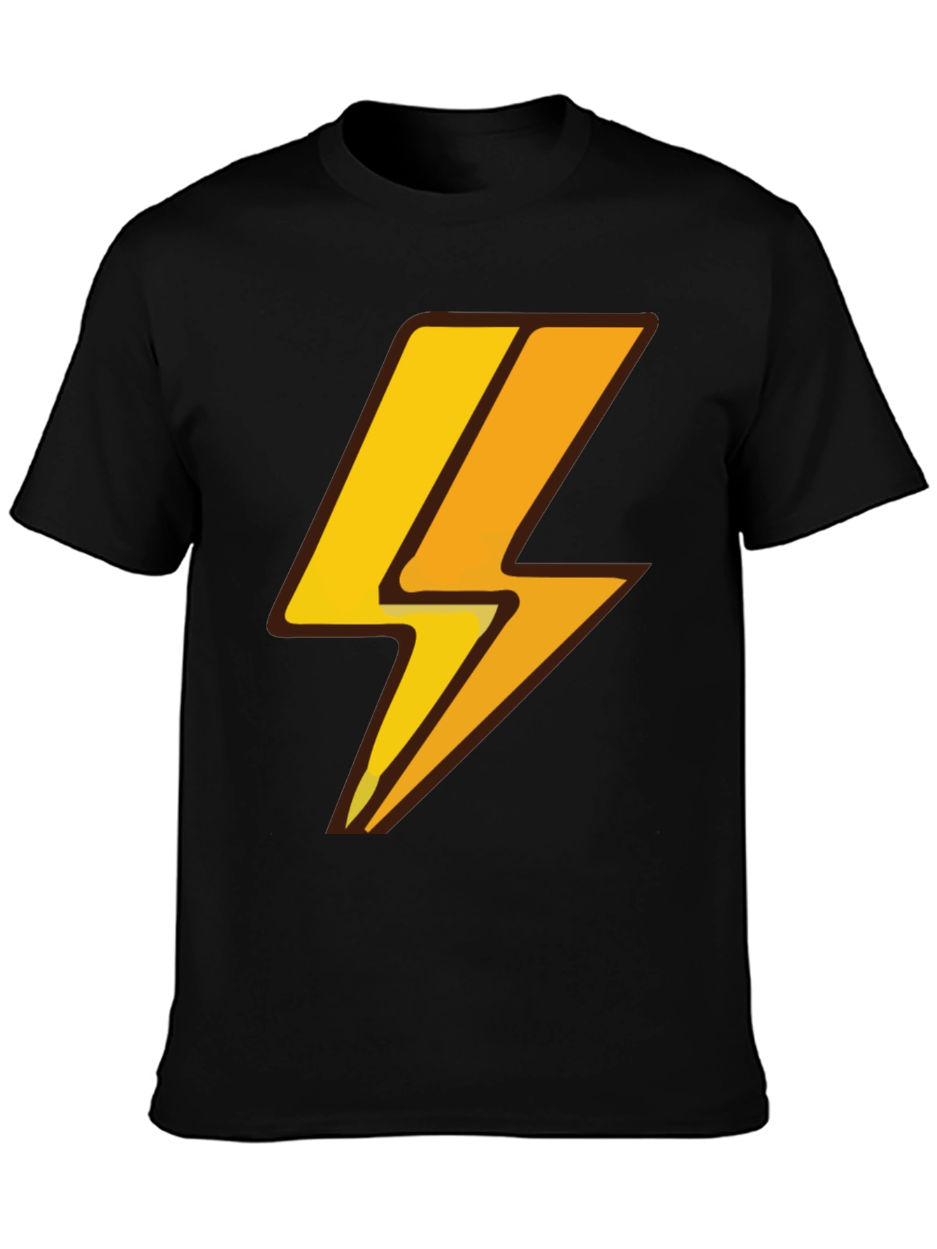 Lightning Bolt Graphic Tee - Black Cotton T-Shirt