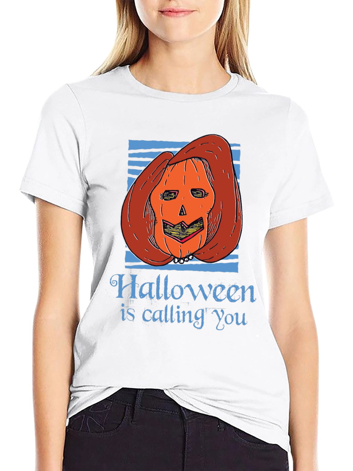 Halloween Pumpkin Lady Graphic Tee