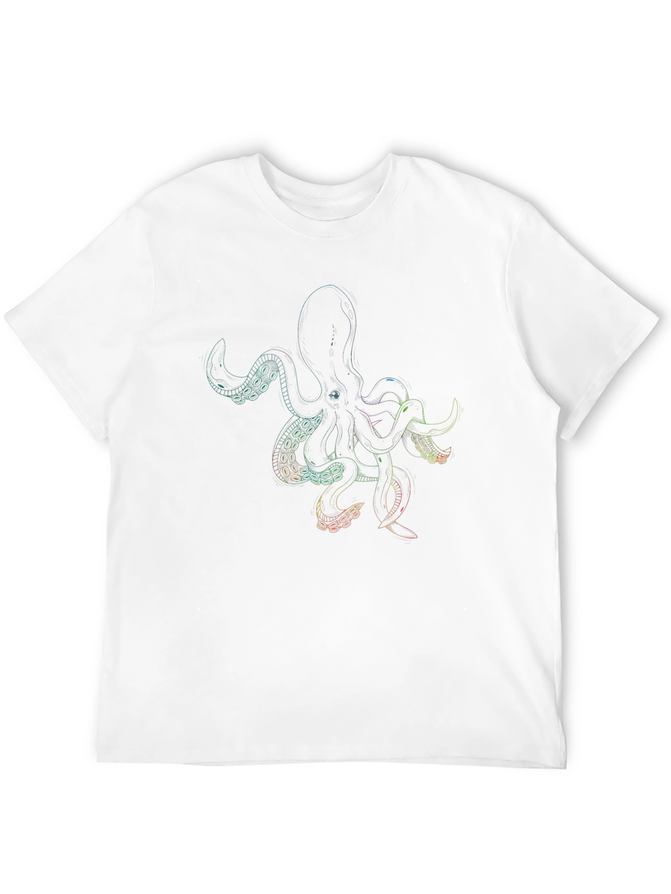 Rainbow Octopus Graphic Black T-Shirt