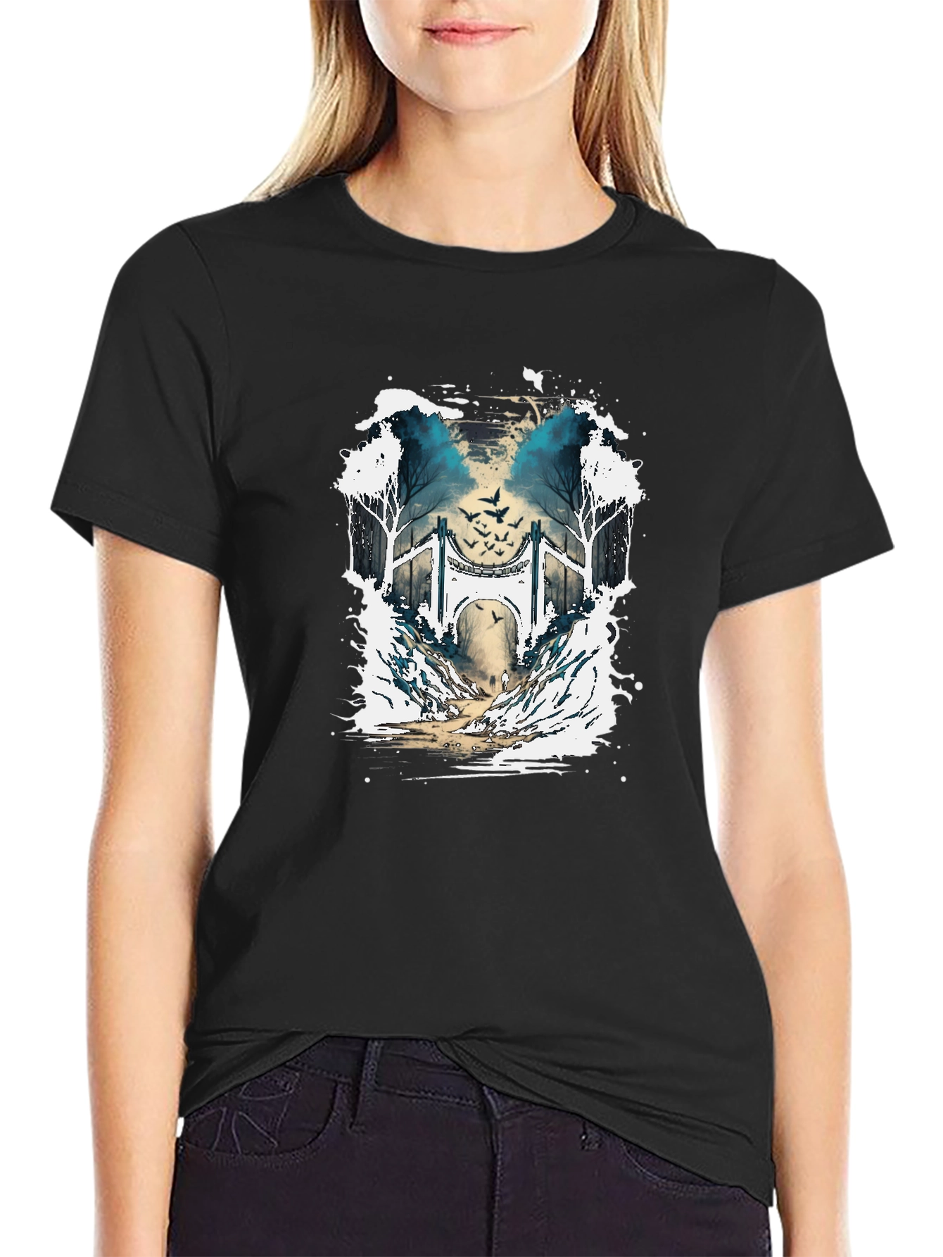 Nature Bridge Graphic T-Shirt - Black