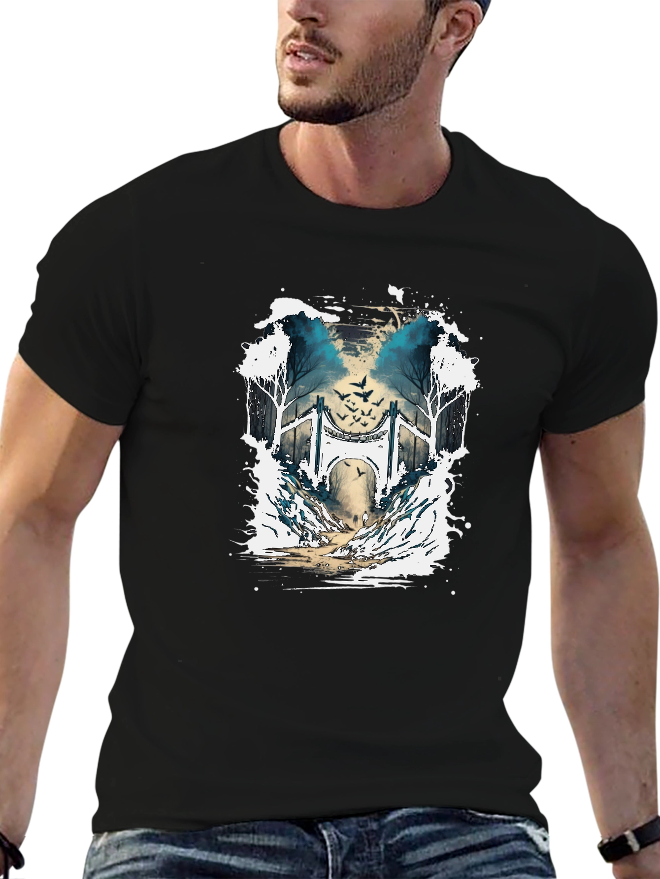 Nature Bridge Graphic T-Shirt - Black