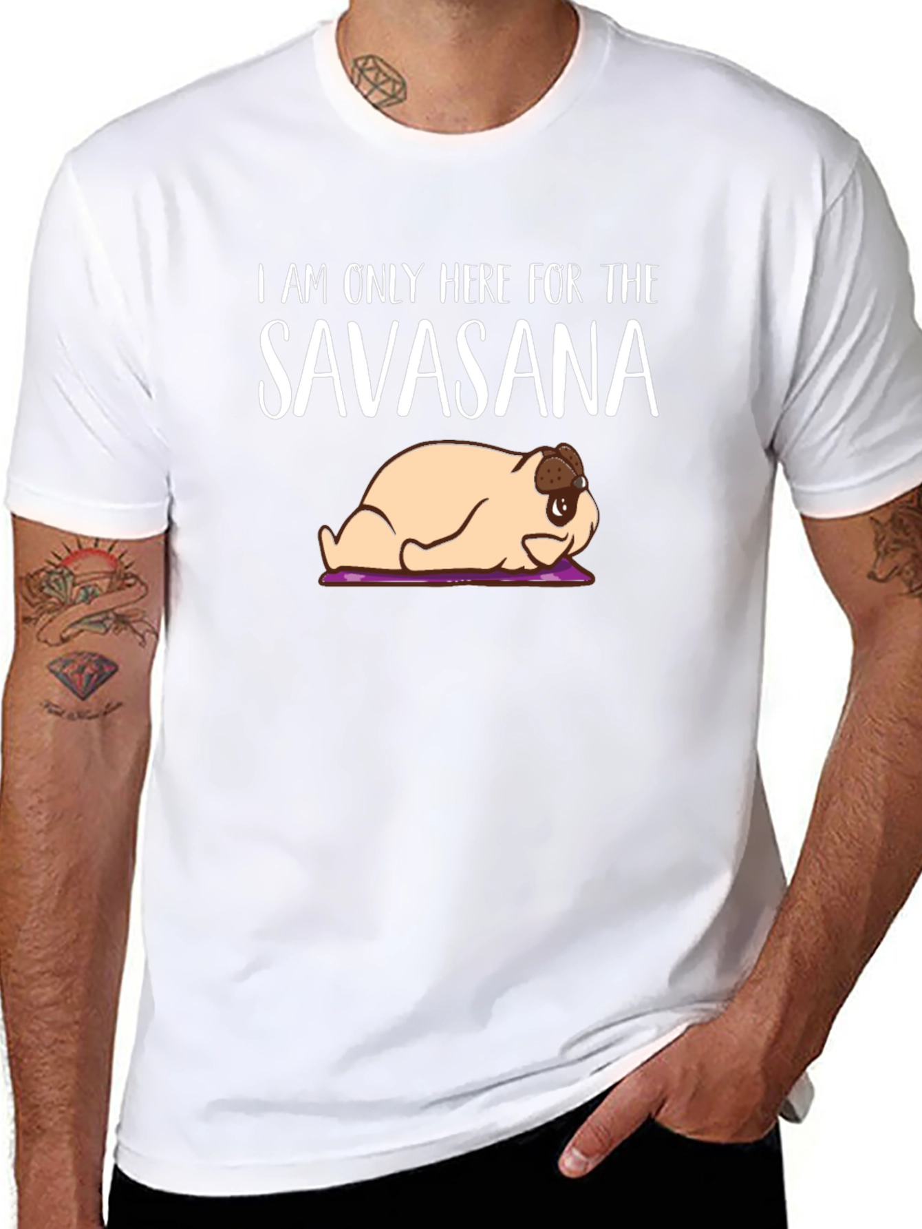 Savasana Pug T-Shirt - Relaxed Yoga Tee