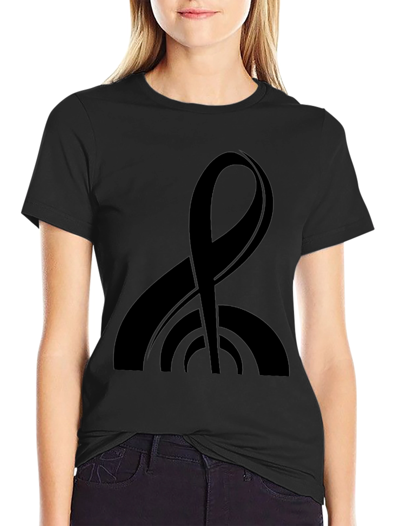 Modern Black Tee with Abstract Graphic