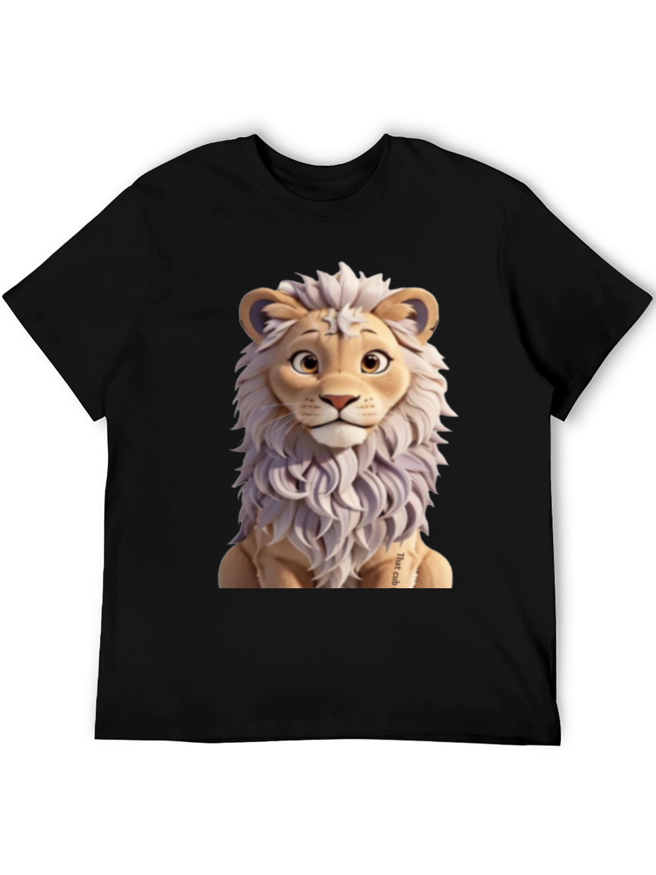 Cartoon Lion Graphic Tee - Black