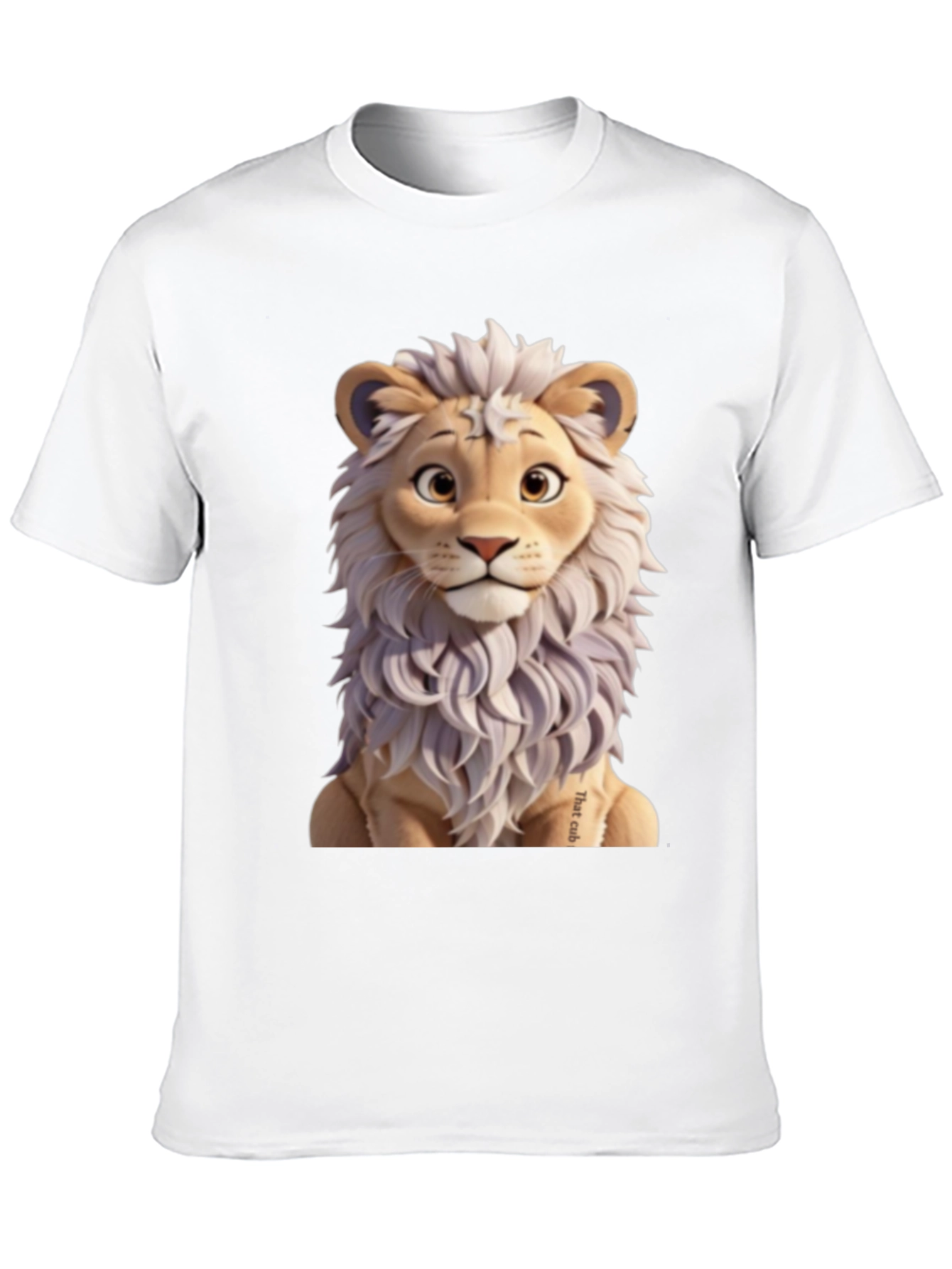 Cartoon Lion Graphic Tee - Black