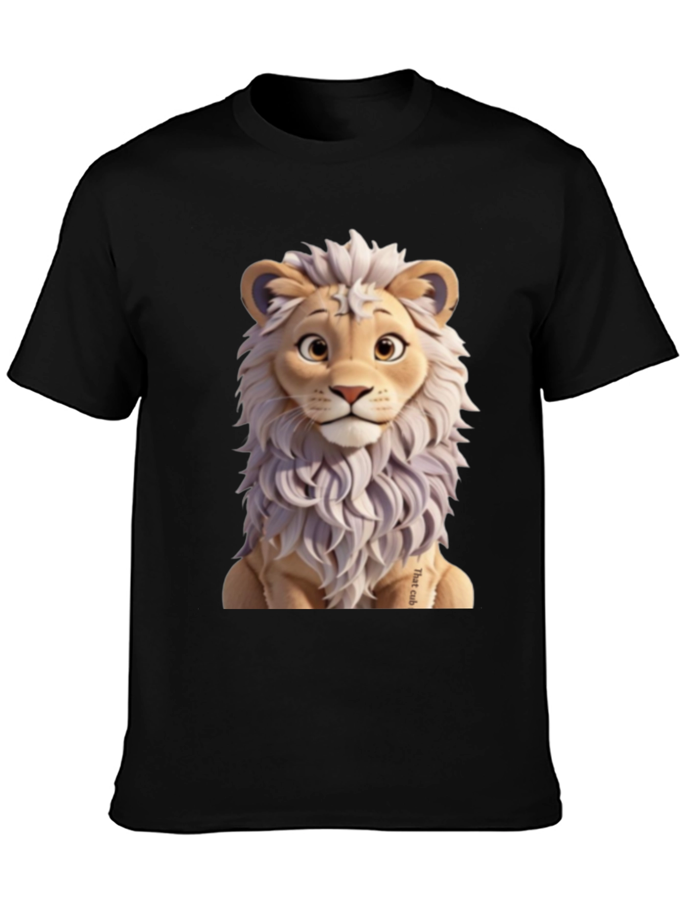 Cartoon Lion Graphic Tee - Black