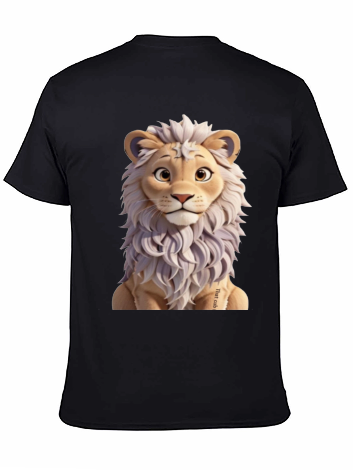 Cartoon Lion Graphic Tee - Black