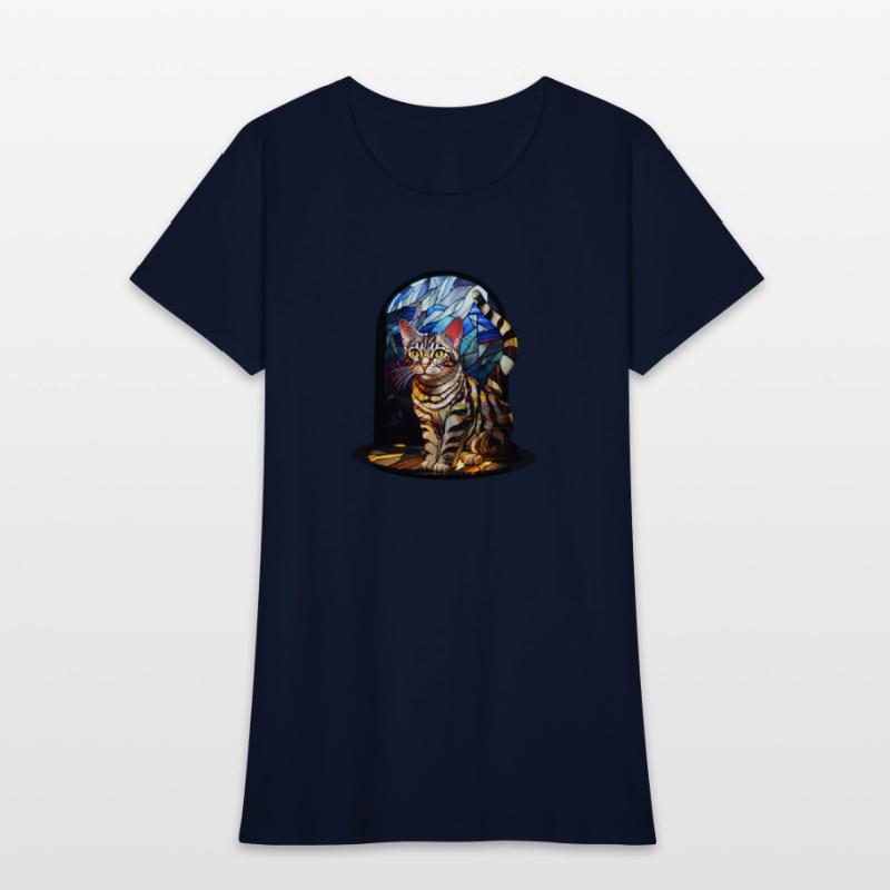 American Shorthair cat in stained glass