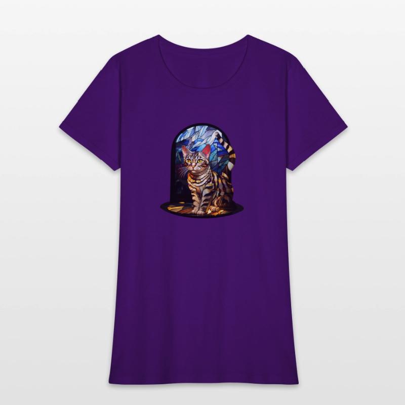 American Shorthair cat in stained glass