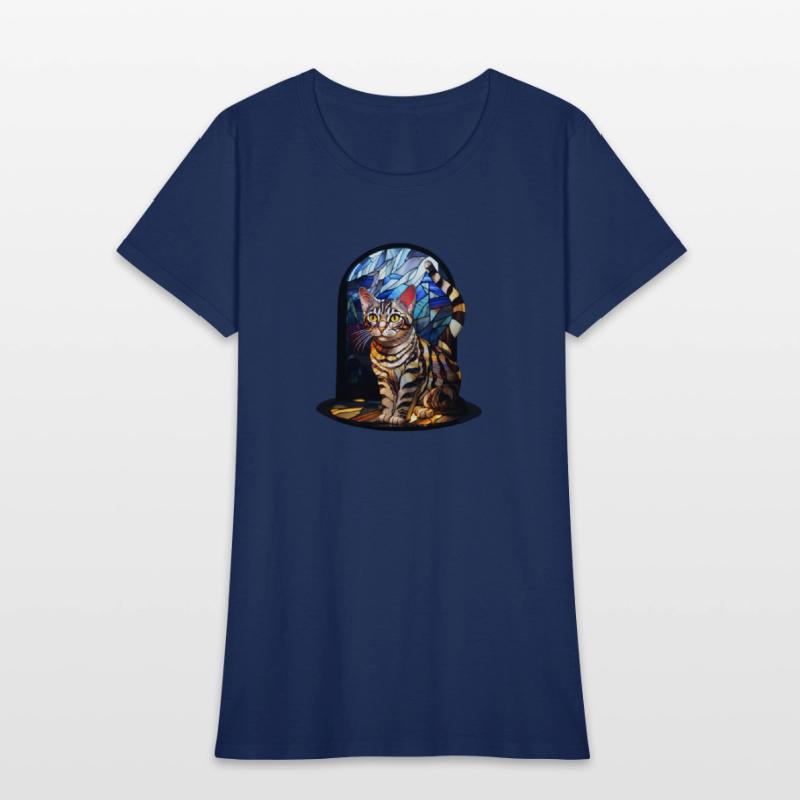 American Shorthair cat in stained glass