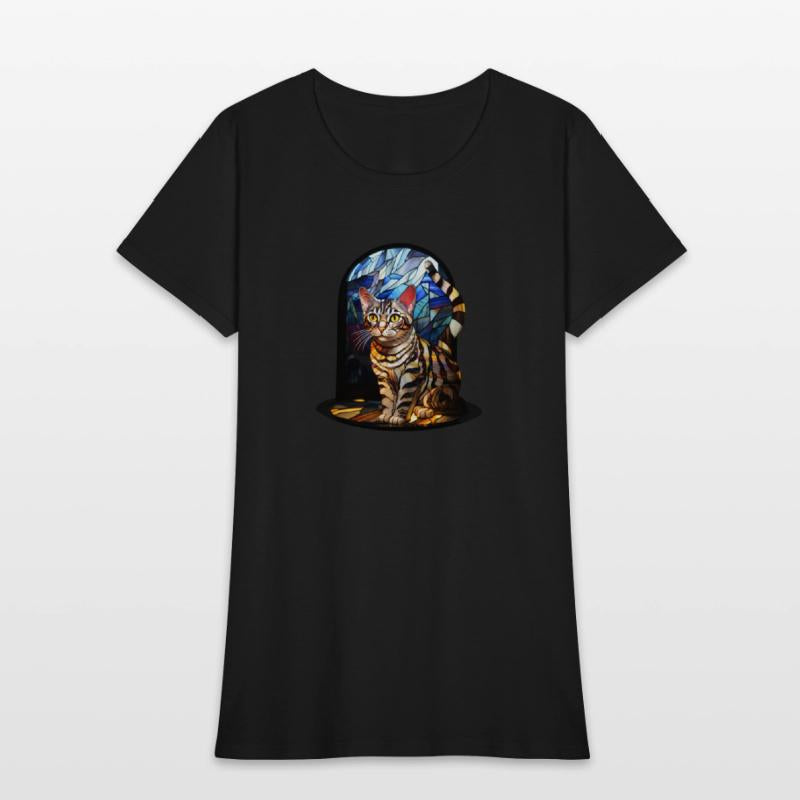 American Shorthair cat in stained glass