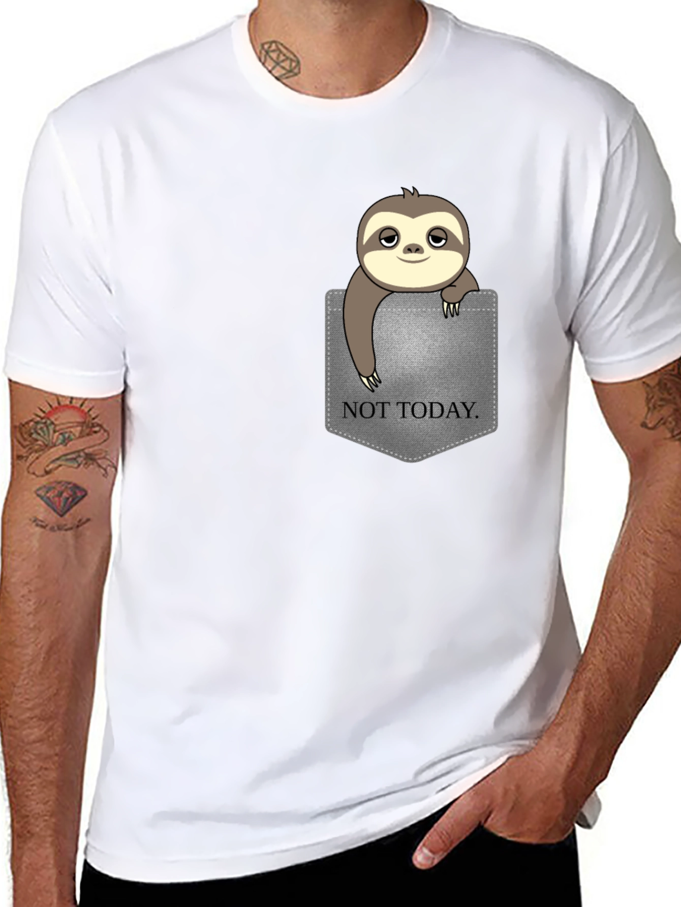 Sloth Not Today Pocket T-Shirt - Relaxed Funny Tee